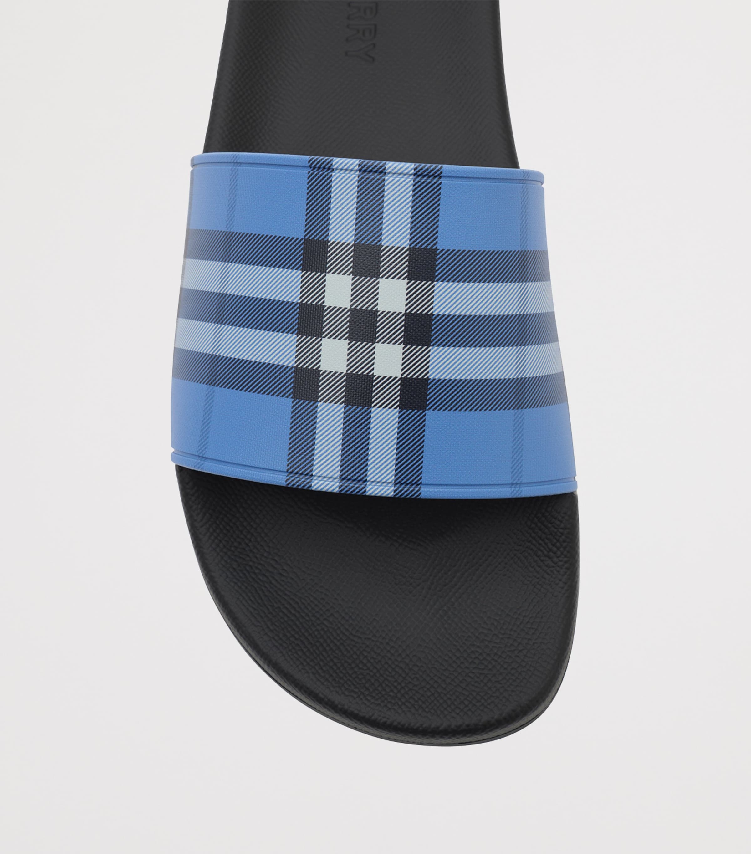 Burberry Check Slides Cornflower Blu Ip Ck Image 6
