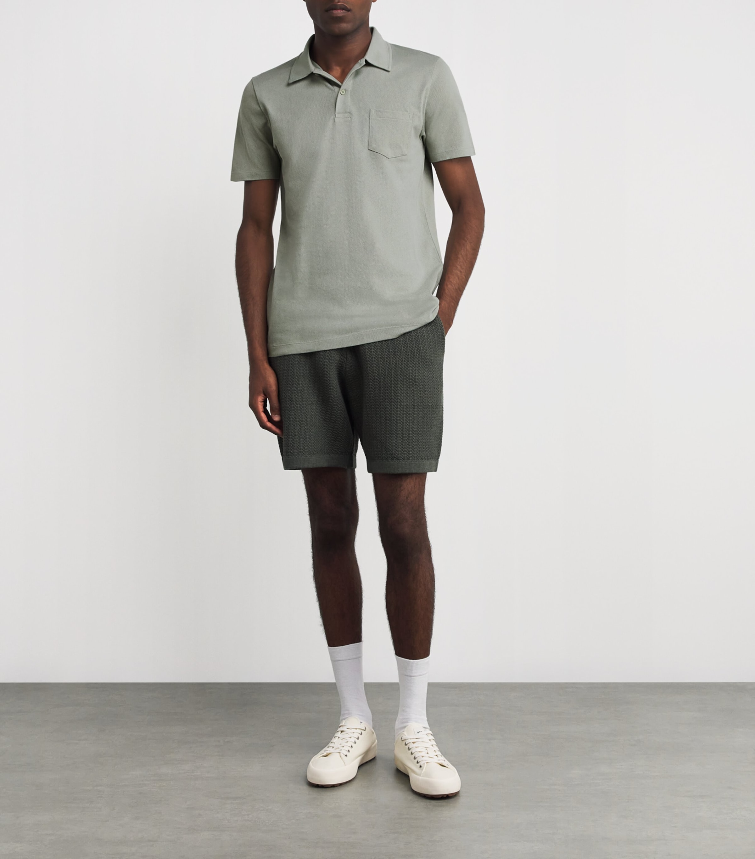 Sunspel Mens Supima Cotton Riviera Polo Shirt Gnii Pastel Green Image 2