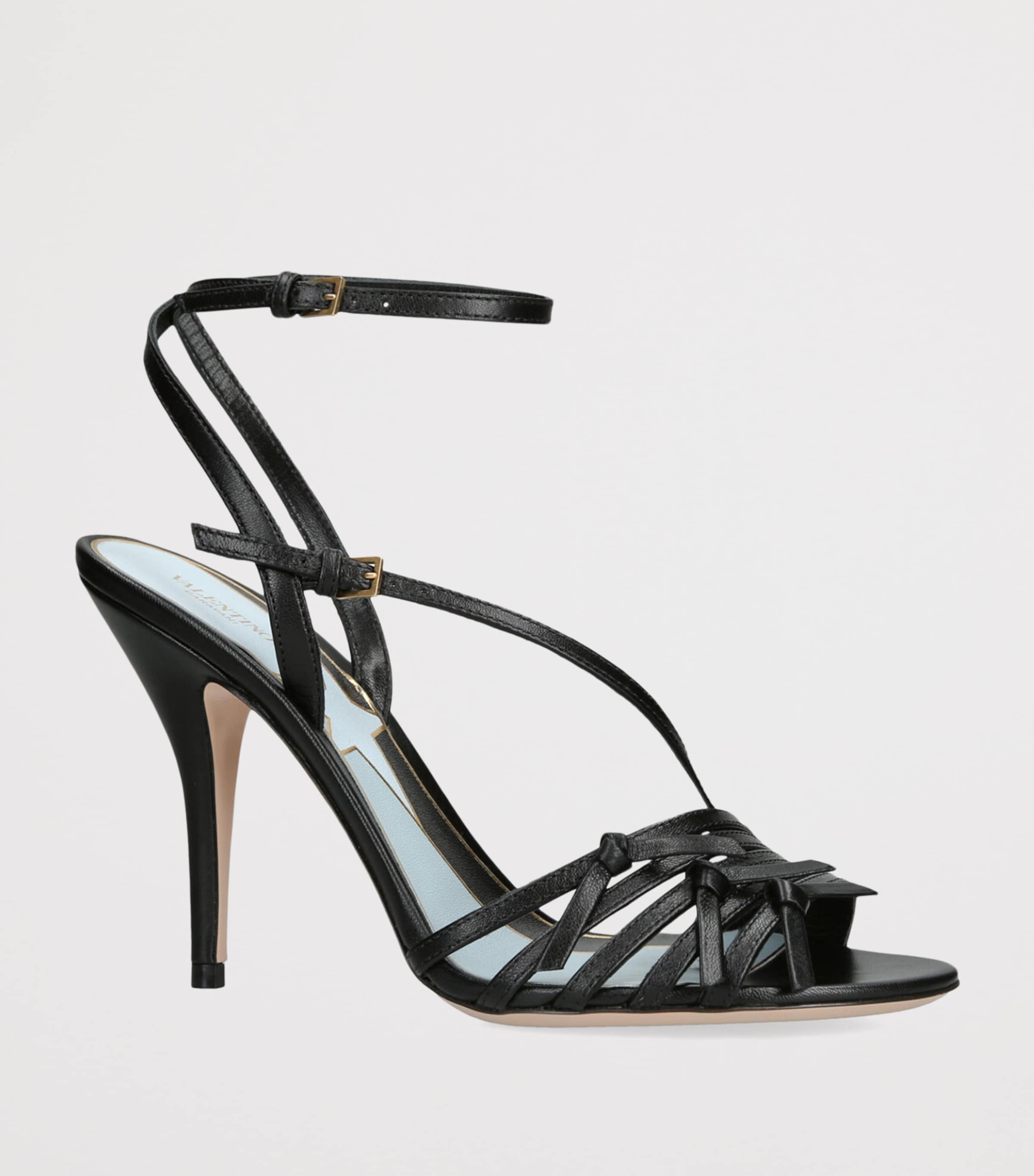 Leather Nodine Heeled Sandals 100 BLACK Image 3