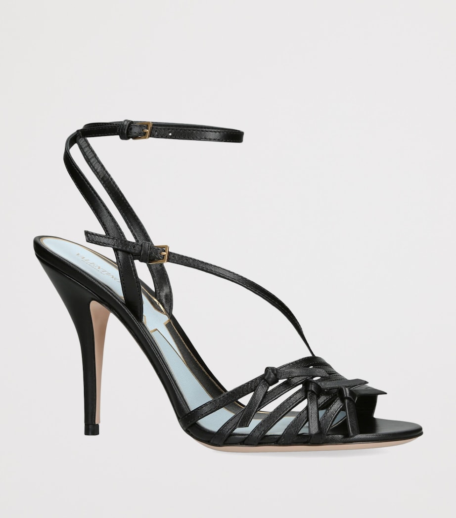 Leather Nodine Heeled Sandals 100 BLACK Image 3