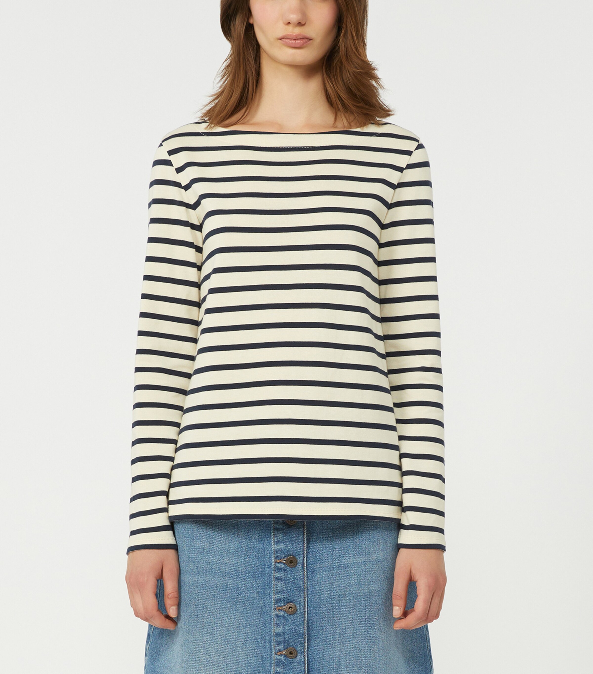 Cotton Stripe Sweater IVORY Image 2