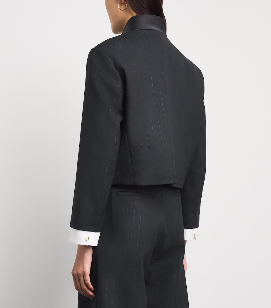 Sandro Paris Womens Stripe Cropped Blazer Black Image 5