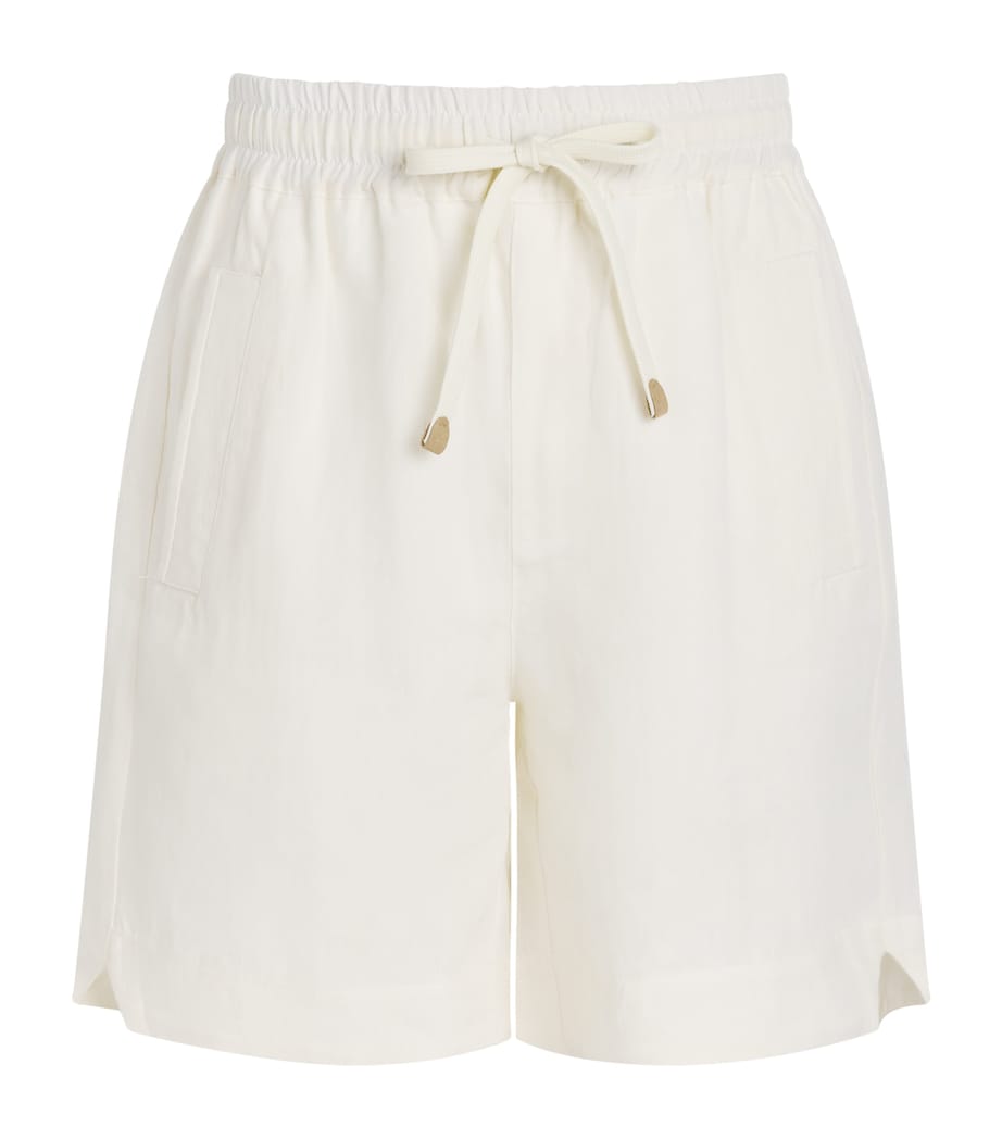 Eleventy Mens Linen Drawstring Bermuda Shorts Bianco Image 1