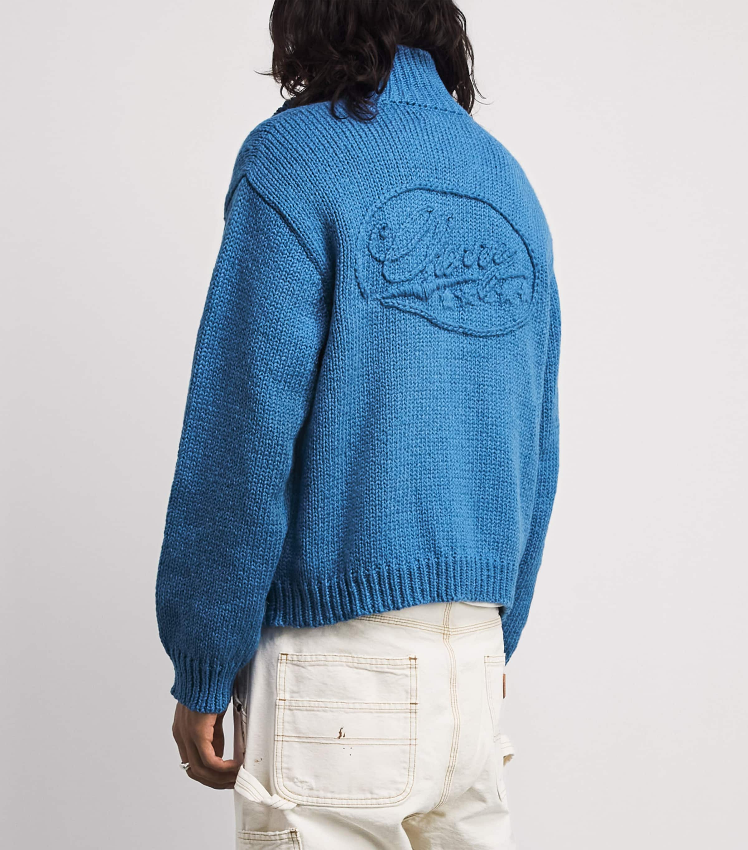 Cherry Los Angeles Mens Cotton Knitted 5 Star Jacket Steel Blue Image 5