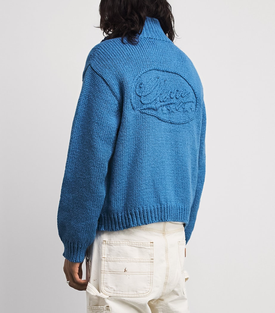 Cherry Los Angeles Mens Cotton Knitted 5 Star Jacket Steel Blue Image 5