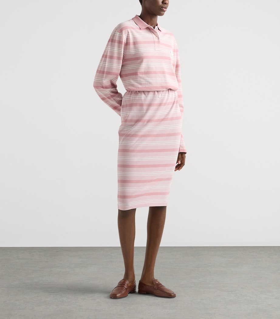 Prada Womens Mohair-Wool Stripe Midi Skirt Image 2