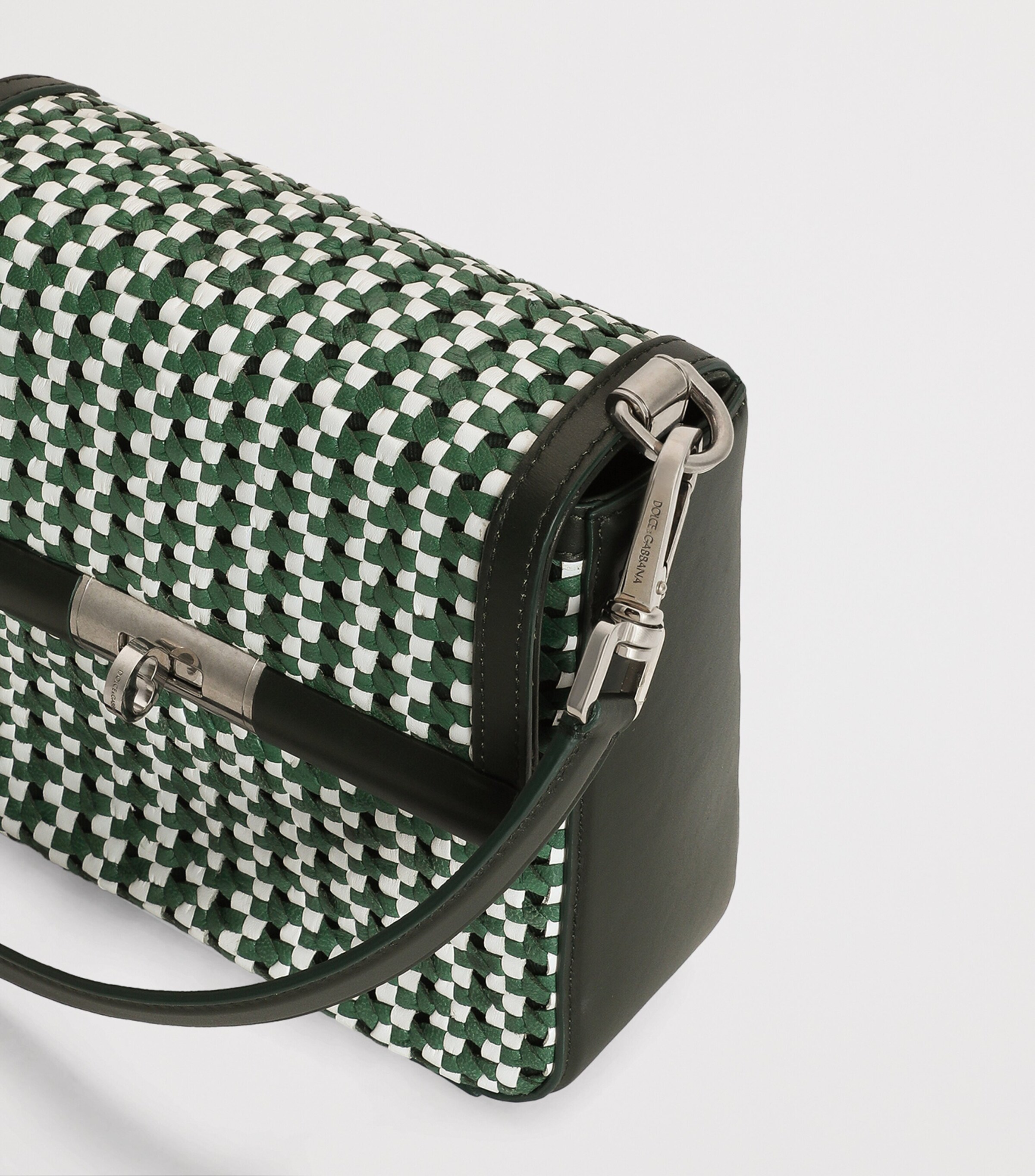 Dolce&Gabbana Calfskin Woven Marlene Shoulder Bag Bianco/verdone Image 2
