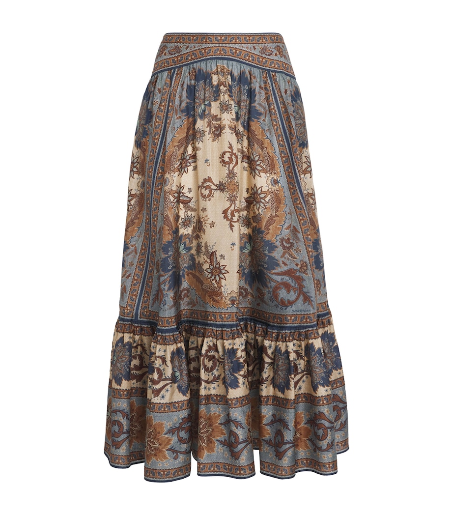 Silk Floral Ascension Midi Skirt BLCMINFLO BL/CRM I/F Image 1