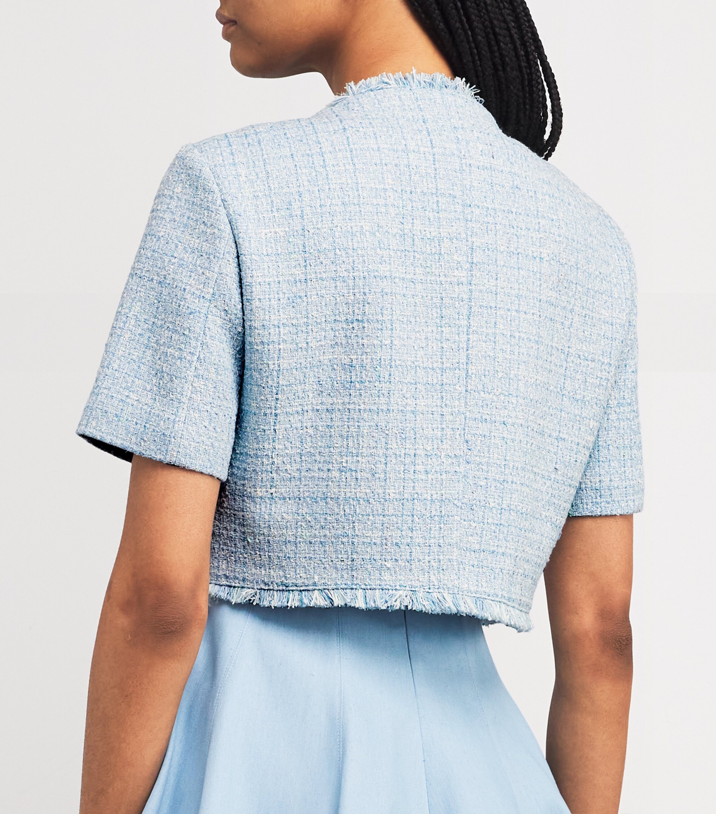 Tweed Cropped Jacket BLUE SKY Image 4