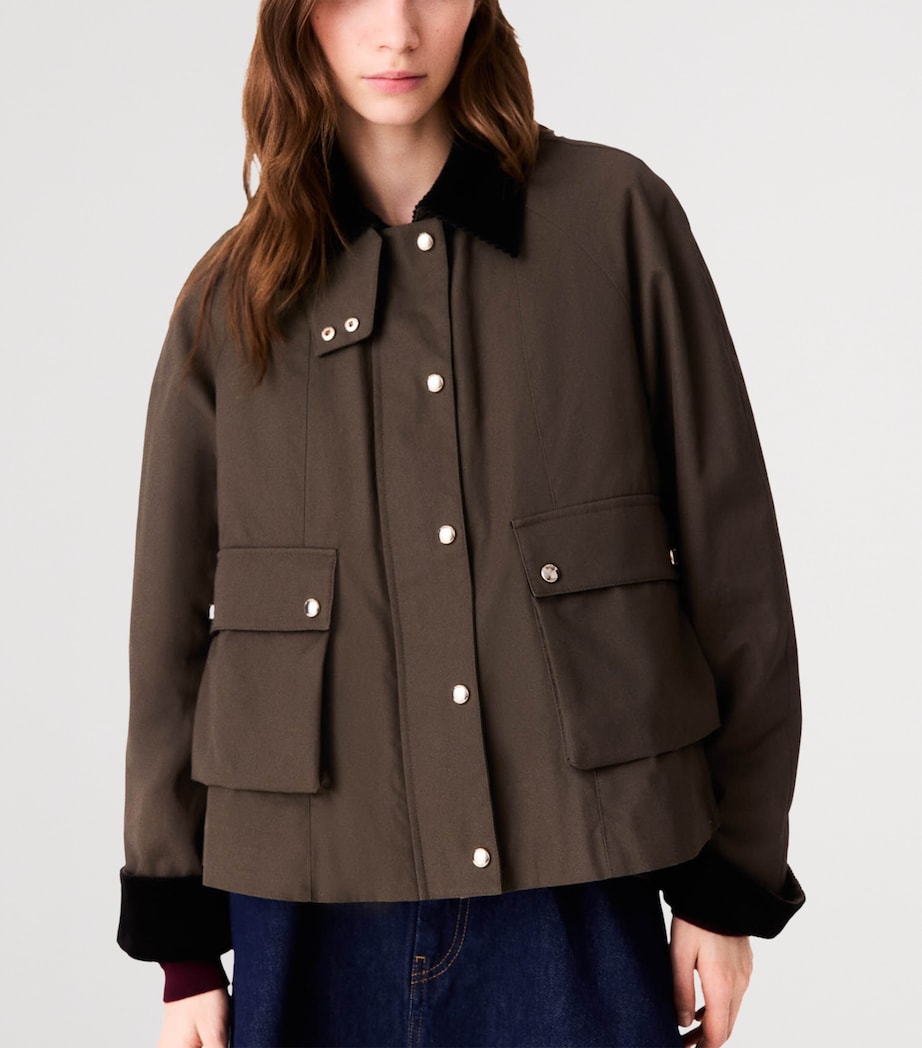 Maje Womens Detachable-Gilet Utility Jacket Khaki Image 5