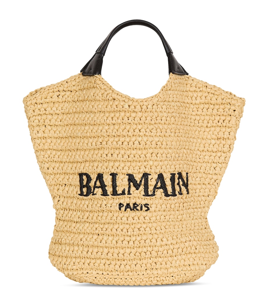 Balmain Mini Crochet Tote Bag Gte Naturel / Noir Image 1
