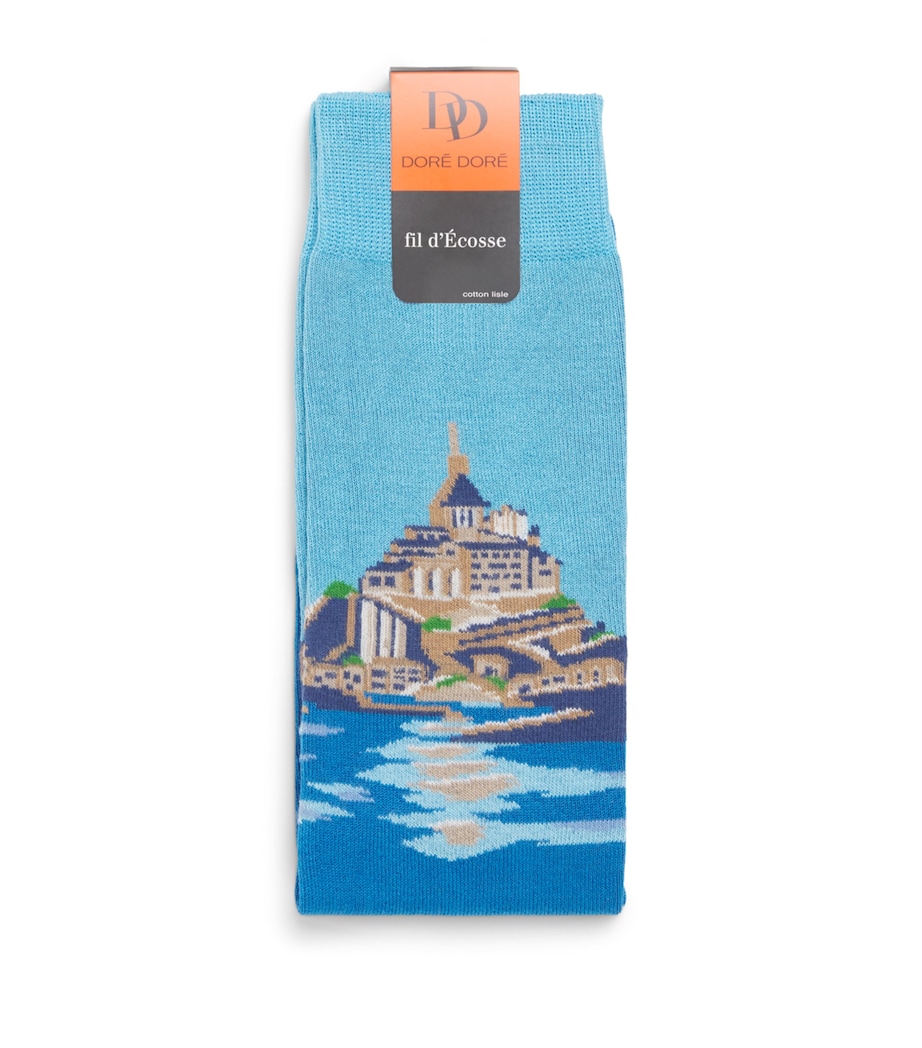 Doré Doré Mens Jacquard Mont Saint-Michel Socks Basin Image 1