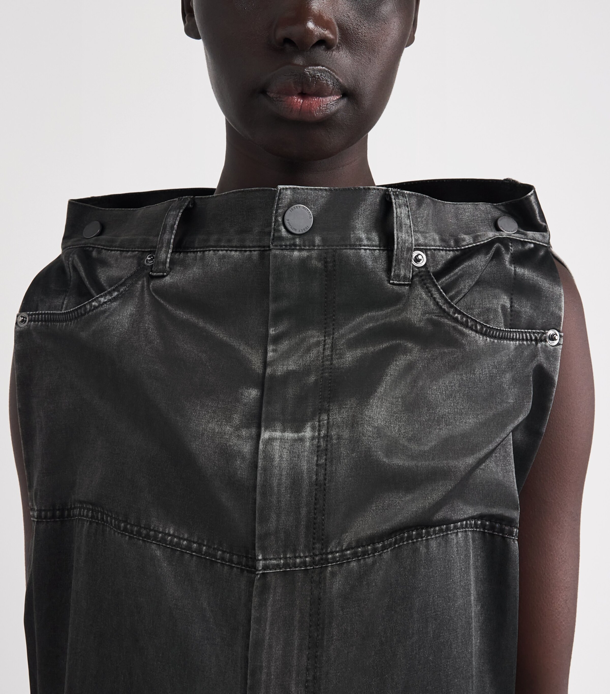 Issey Miyake Womens Pseudo Jeans Jumpsuit Charcoal Image 4