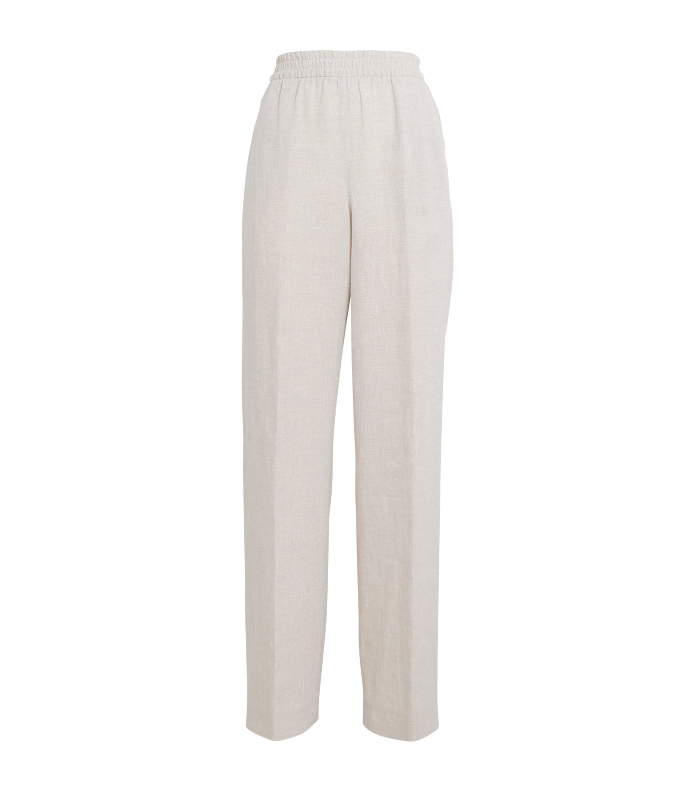 Eleventy Linen-blend Wide-leg Trousers