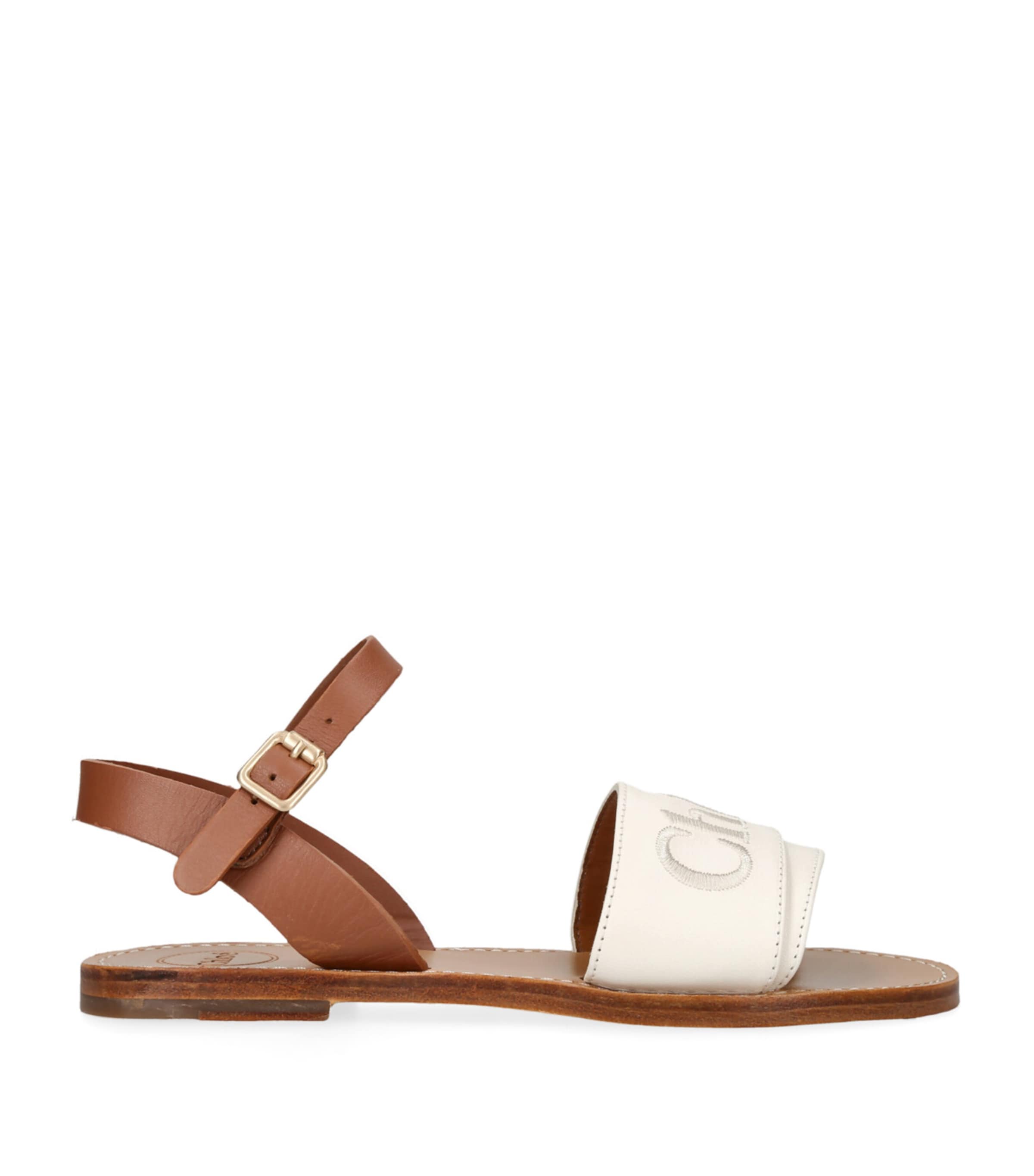 Shop Chloé Leather Stellar Sandals In Ivory