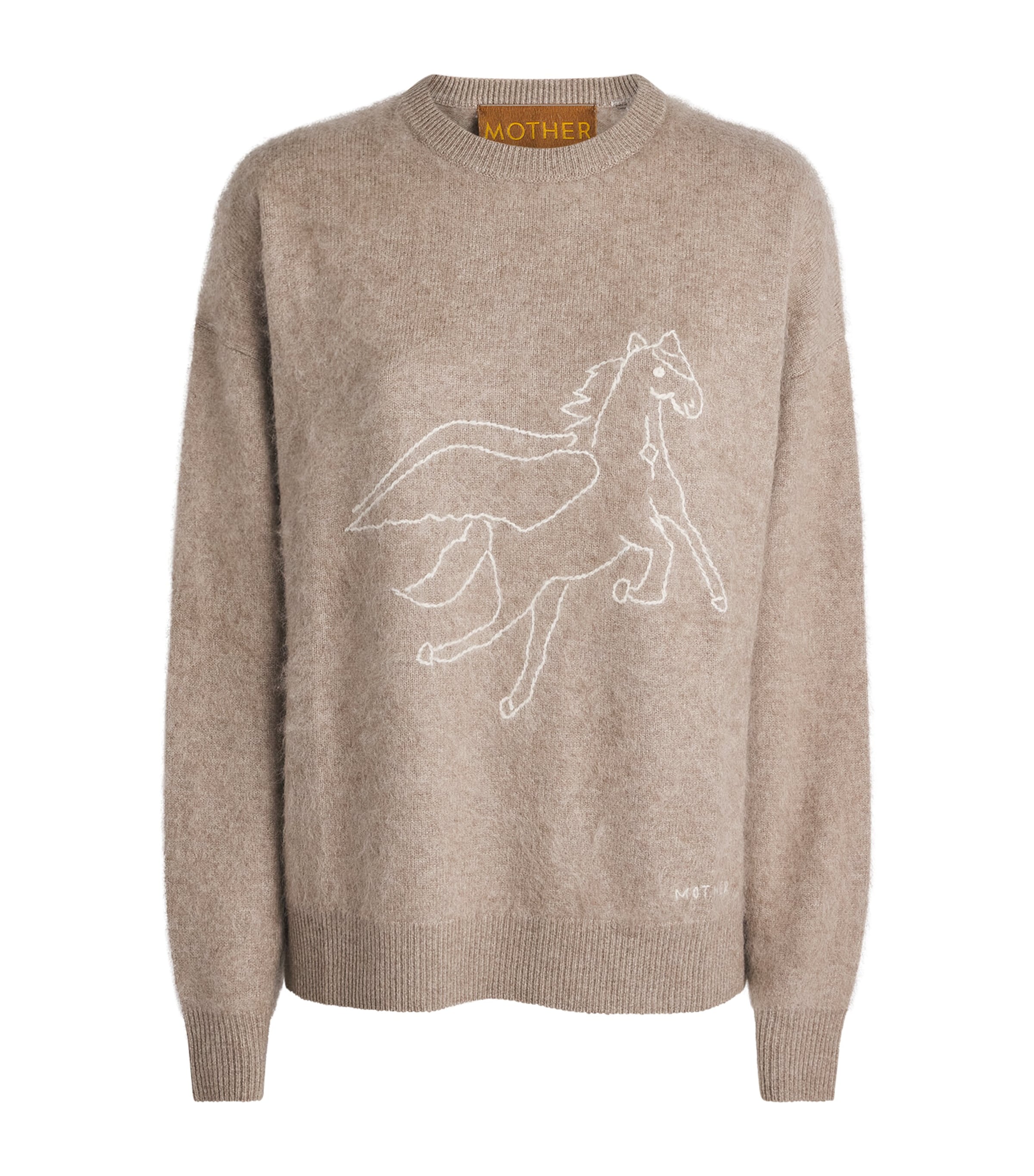 MOTHER Womens Wool-Cashmere The Biggie Sweater Wheat Image 1