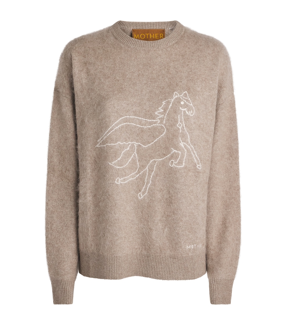MOTHER Womens Wool-Cashmere The Biggie Sweater Wheat Image 1