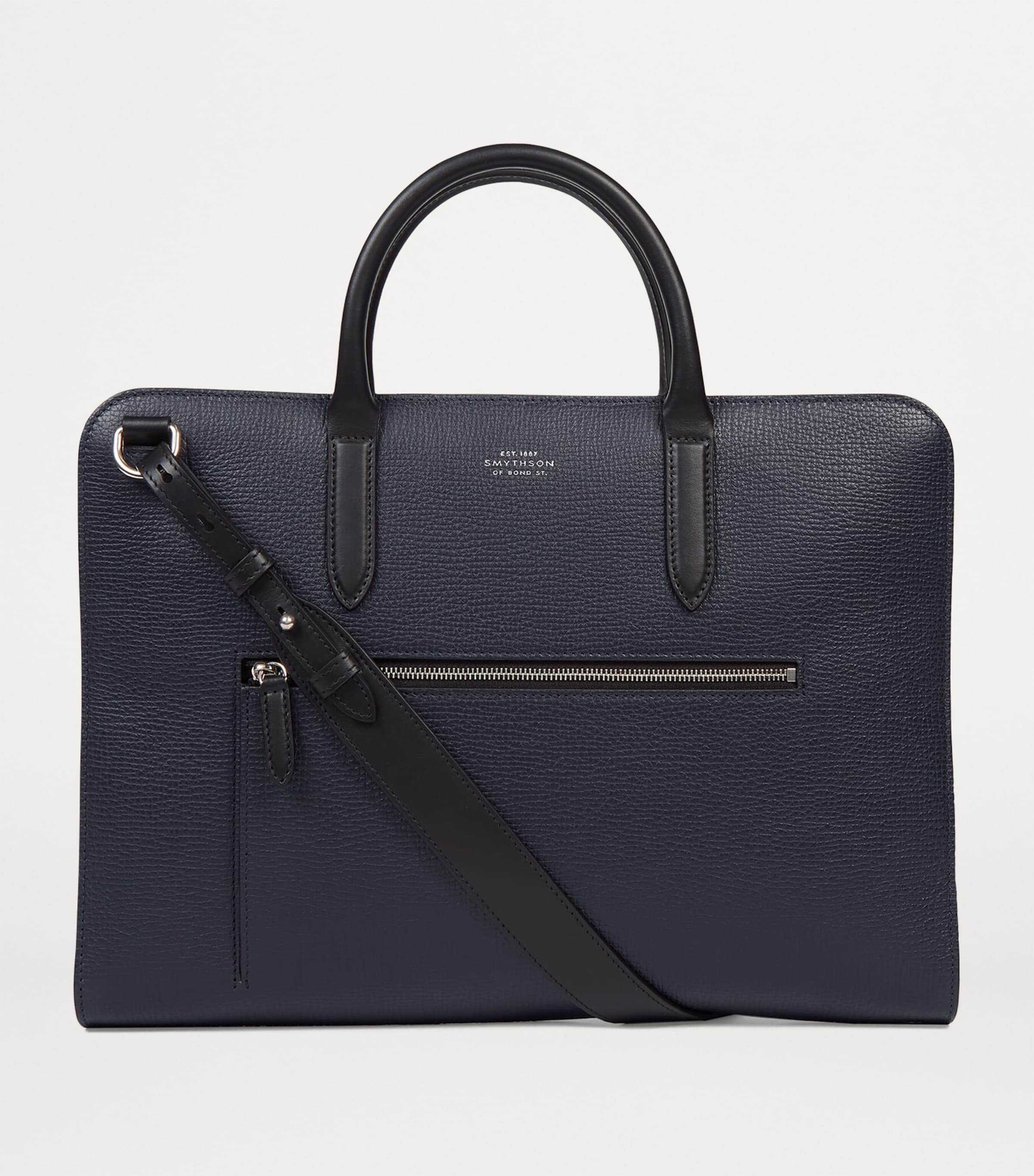 Leather Ultra Slim Briefcase NAVY Image 2