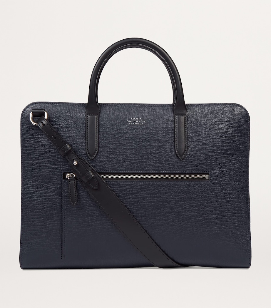Leather Ultra Slim Briefcase NAVY Image 2