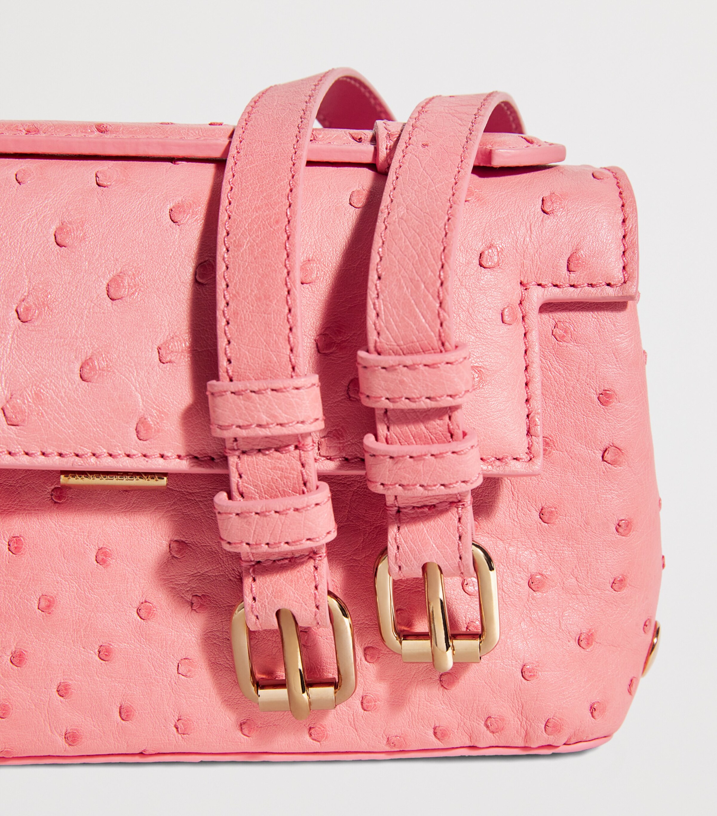 Ostrich Leather Top-Handle Bag BABY PINK Image 6