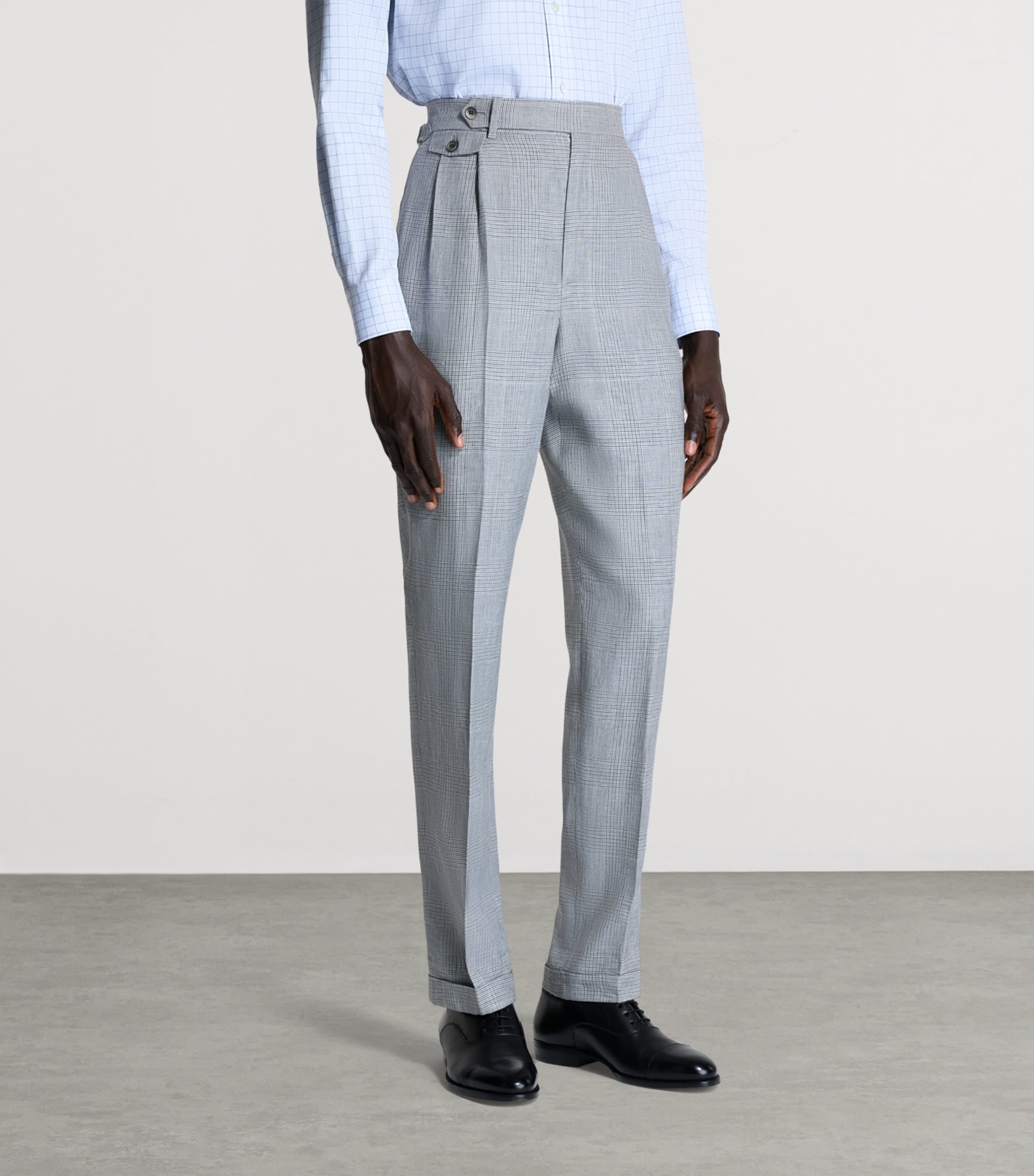 Dunhill Mens Prince of Wales Check Tailored Trousers Image 4