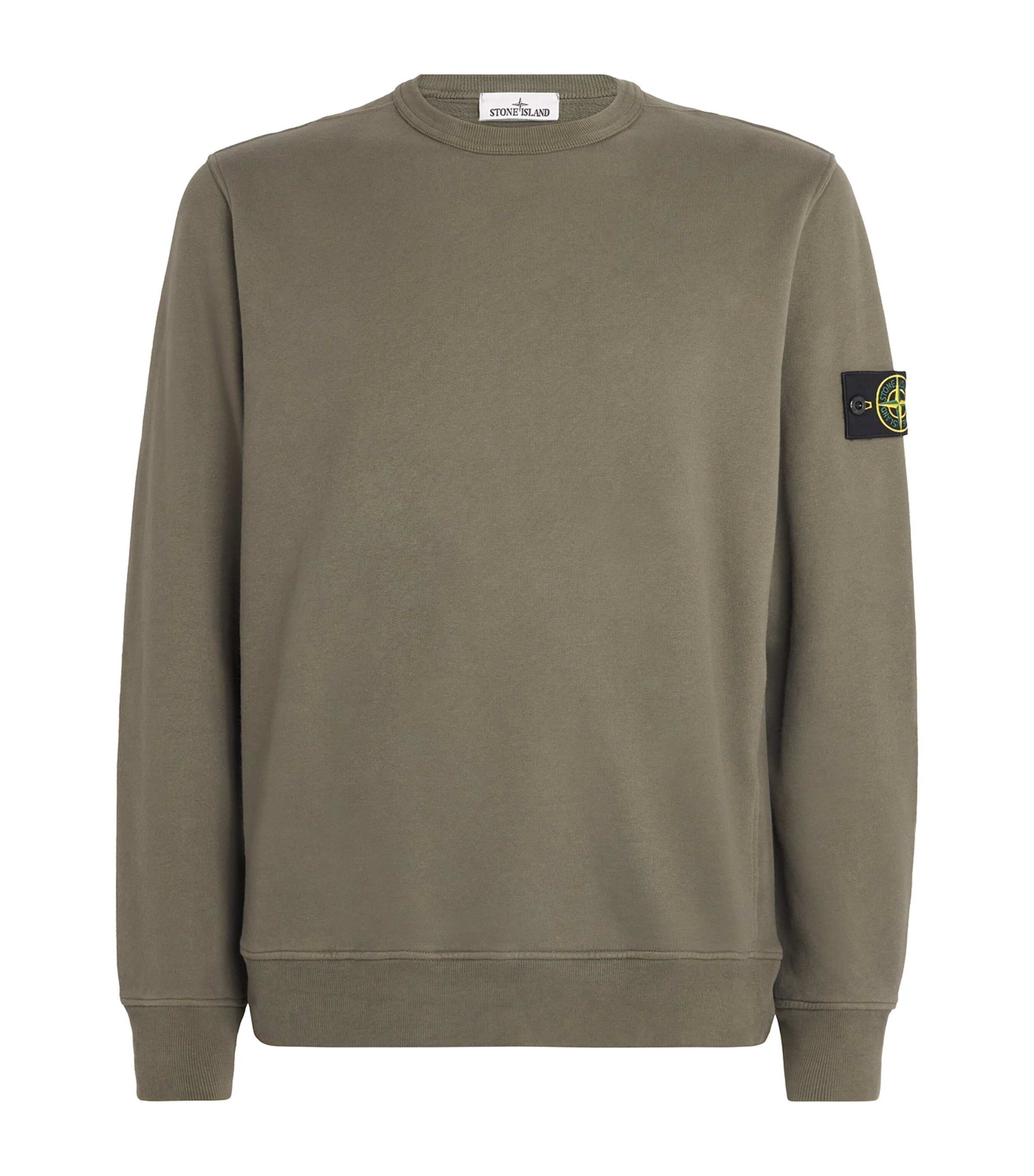 Stone Island Organic Cotton Sweatshirt With Removable Logo Patch In Green