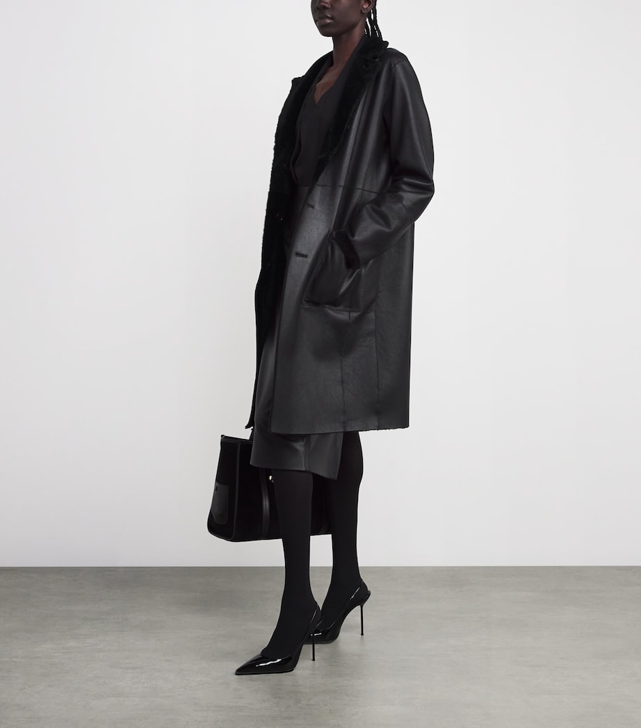 Reversible Shearling-Leather Britanny Coat BLACK Image 2