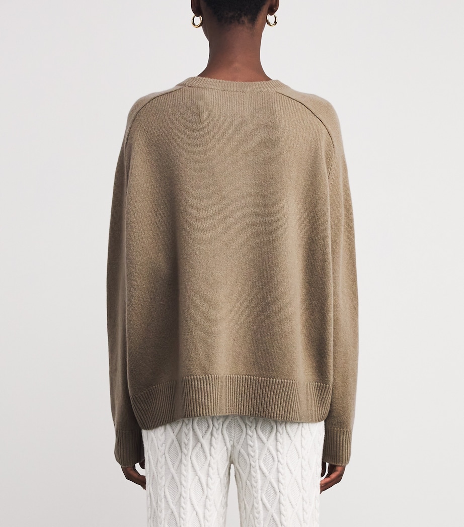 Soft Goat Womens Cashmere Boyfriend Crew-Neck Sweater Khaki Image 4