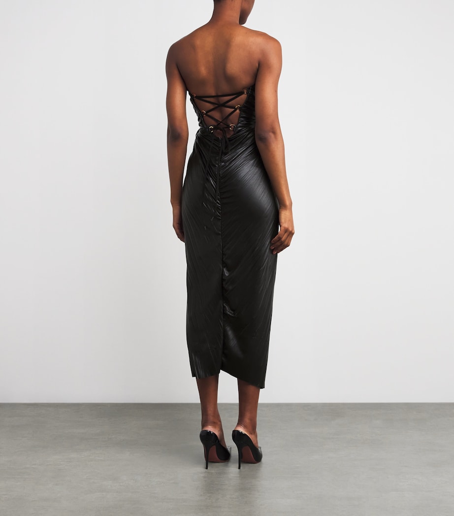 Faux Leather Calina Midi Dress BLACK Image 3