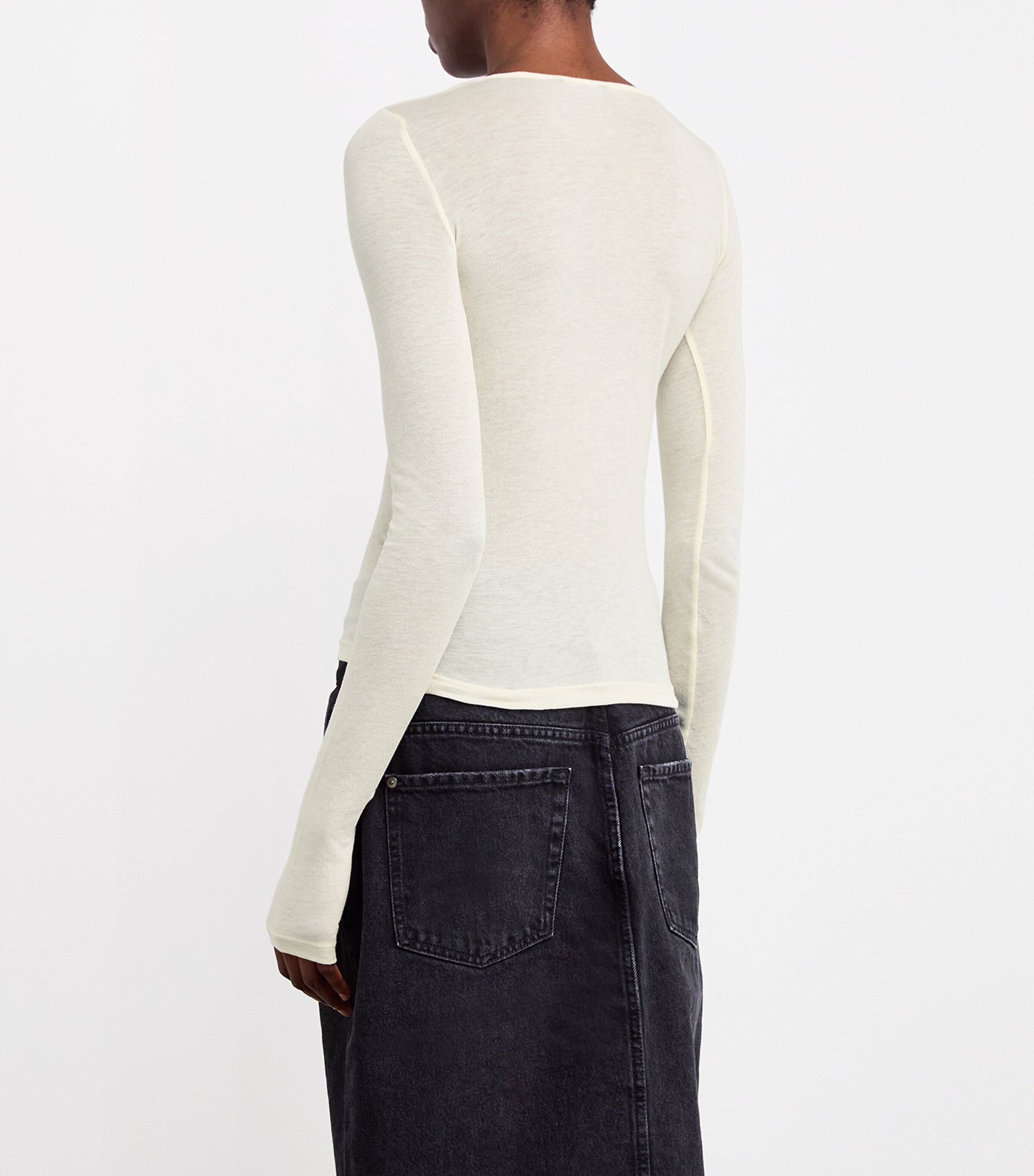 7 For All Mankind Womens Cotton-Lyocell Long-Sleeve T-Shirt Cotton Solitary Star Image 4