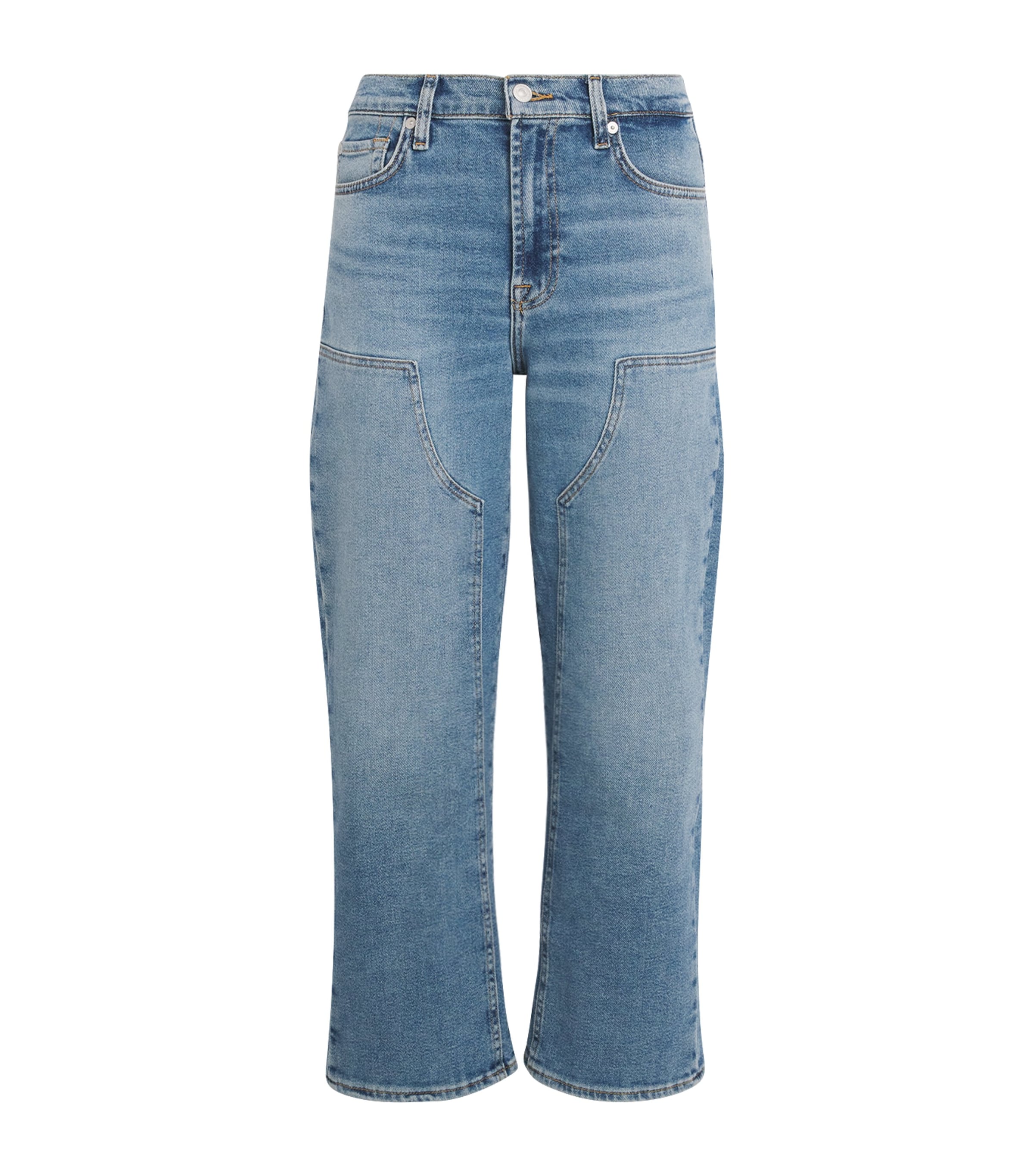 7 For All Mankind Cropped Alexa Straight Jeans In Blue