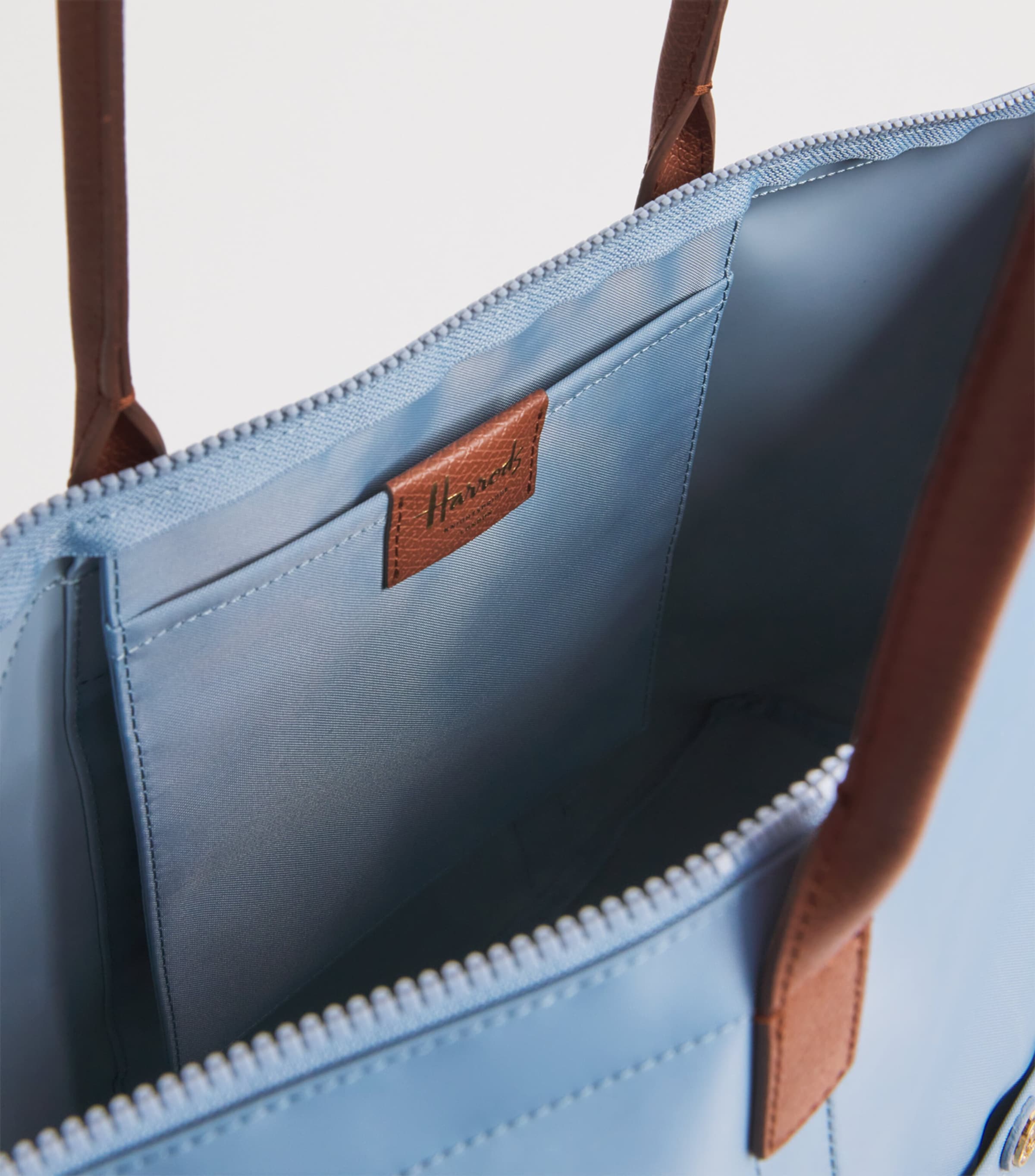 Harrods Medium Nylon Tote Bag Blue Image 5