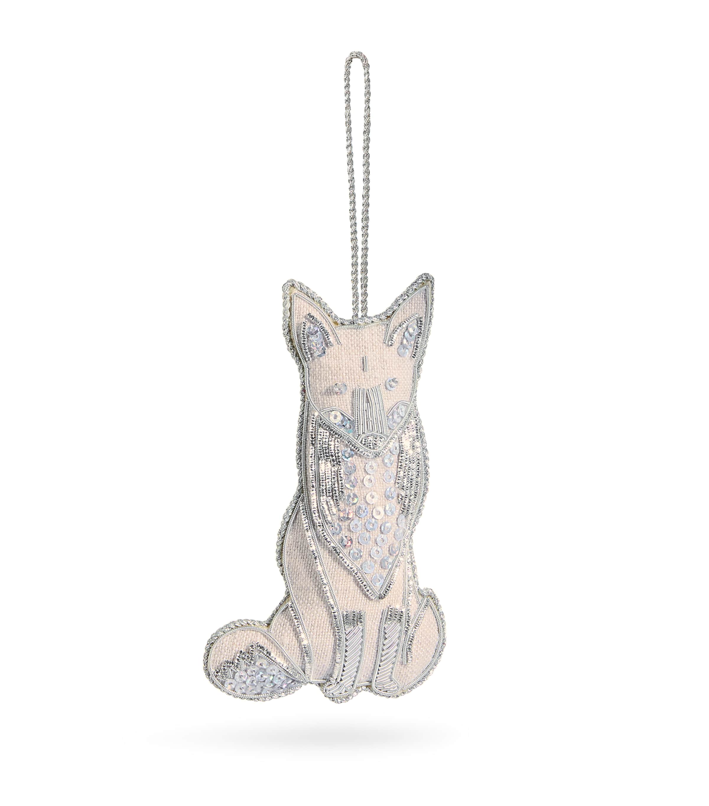 Katie Larmour Embellished Arctic Fox Tree Decoration In Neutral