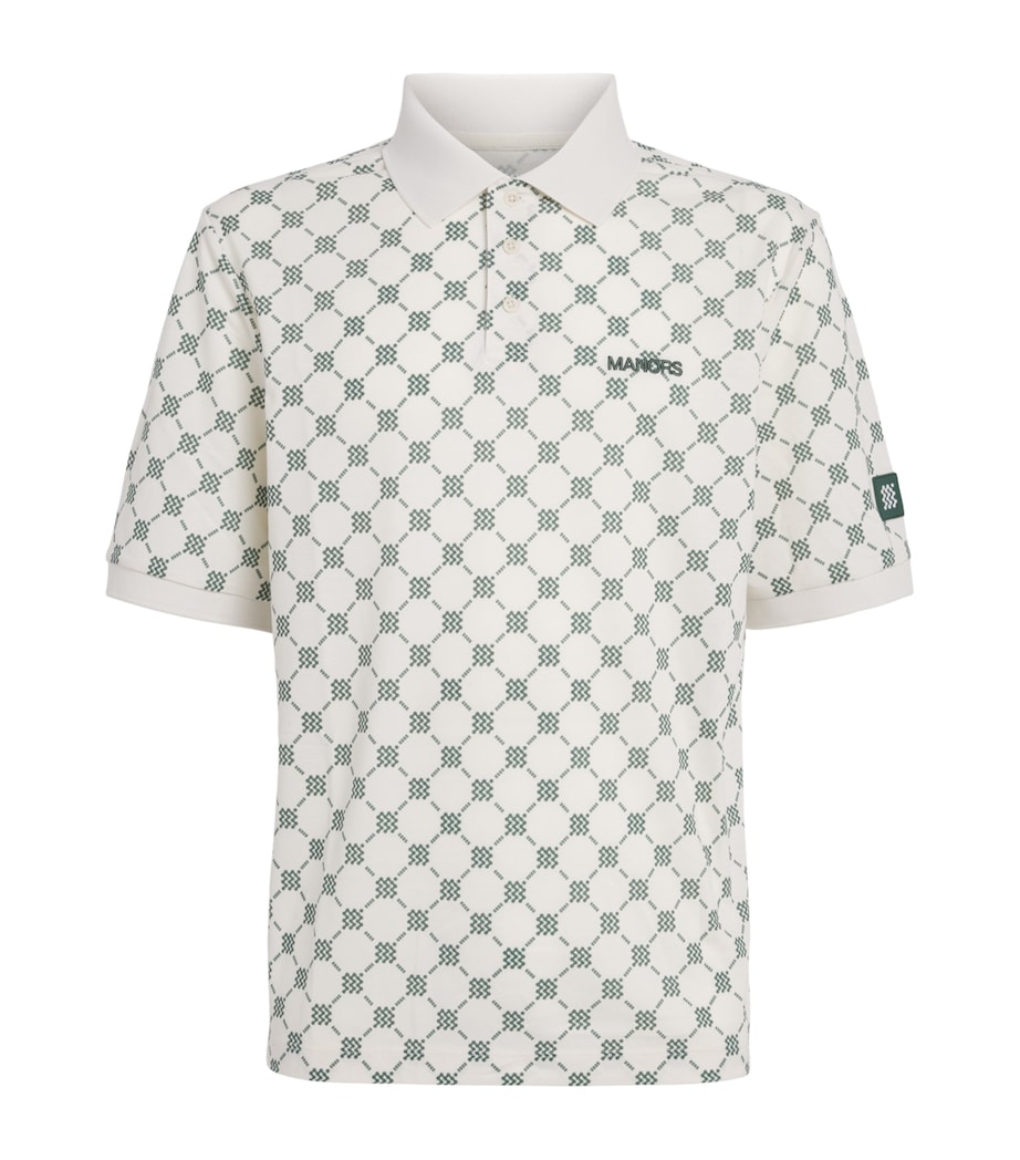 Manors Mens Piqué Monogram GOAT Polo Shirt Pebble Image 1