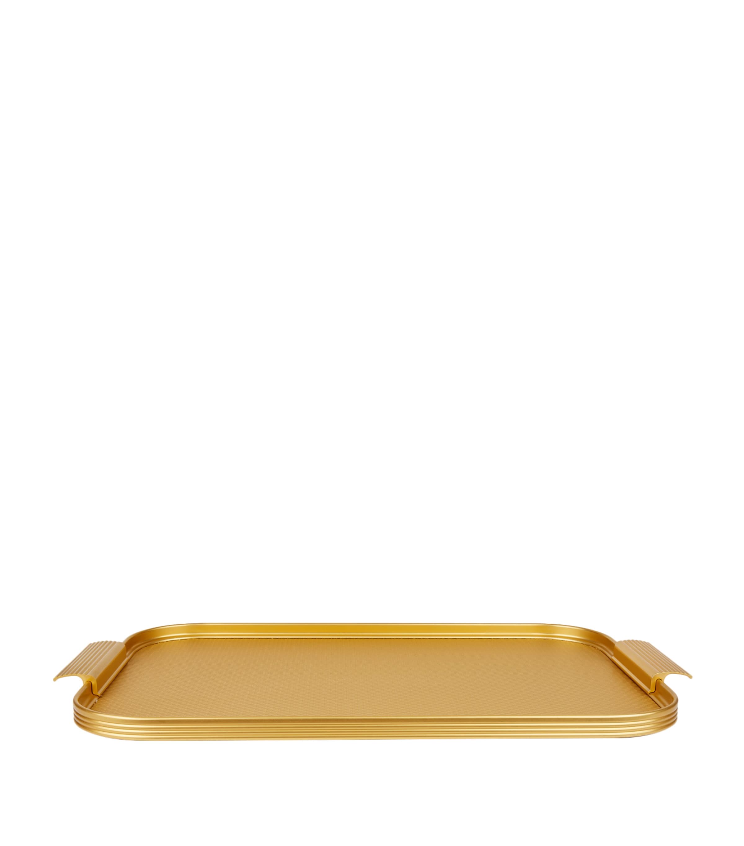 Kaymet Ribbed Serving Tray In Gold