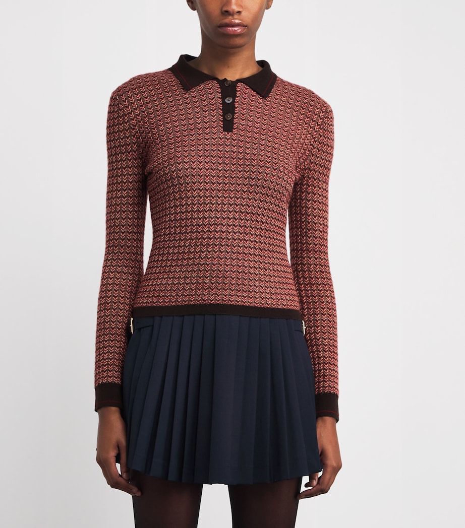 Cashmere Shrunken Polo Shirt BURNT COCOA COMBO Image 3