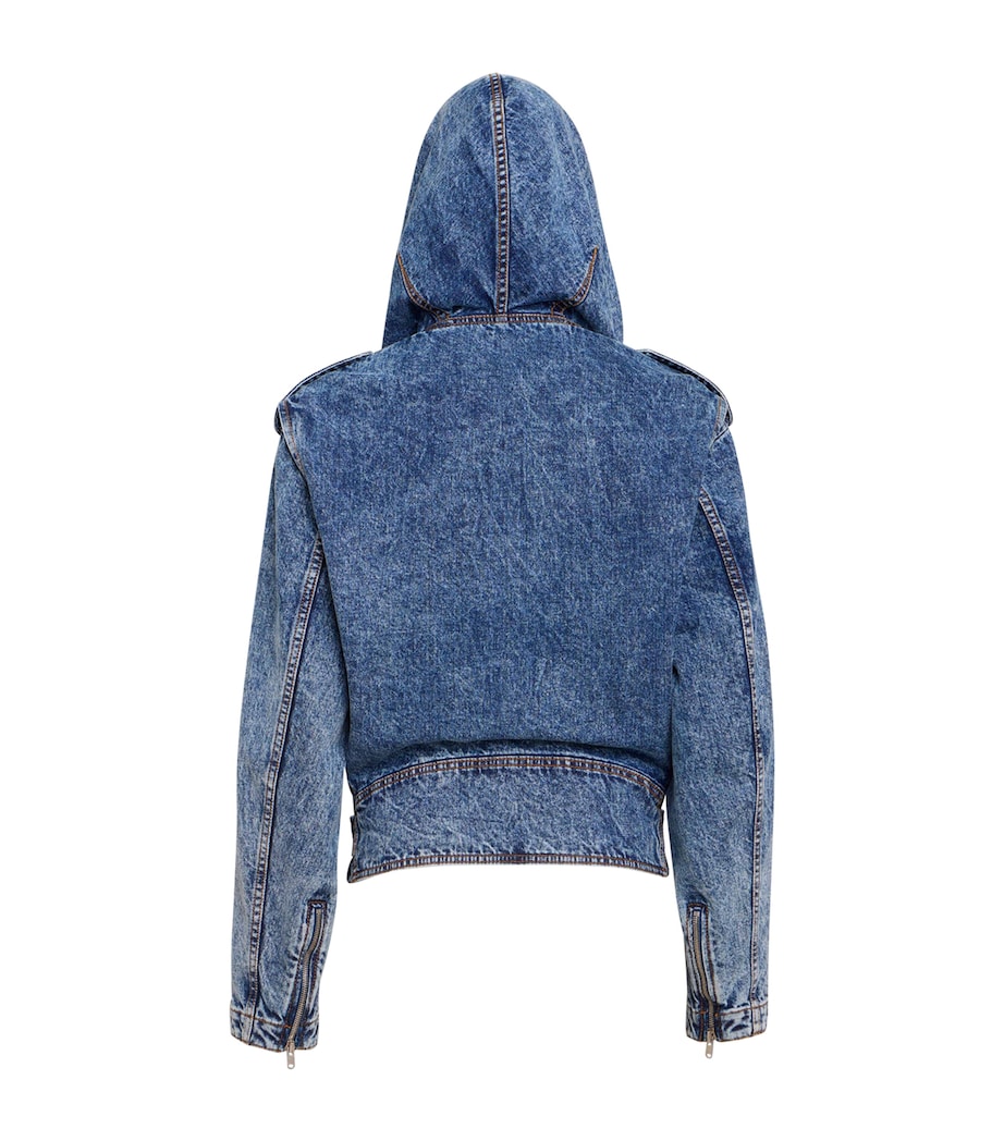 Denim Hooded Biker Jacket BLEU NEIGE Image 2