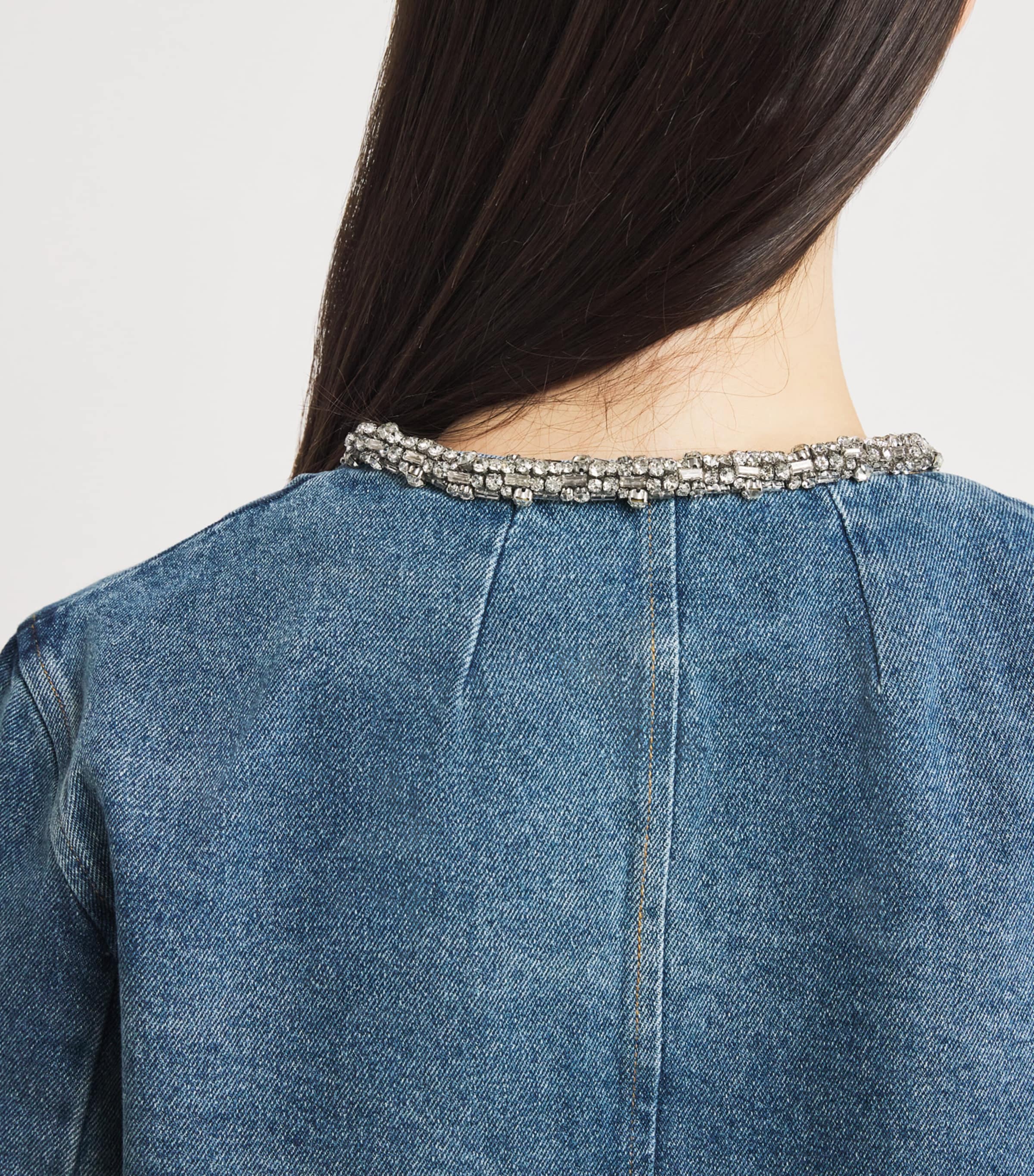 Rhinestone-Embellished Denim Jacket BLUE JEAN Image 6