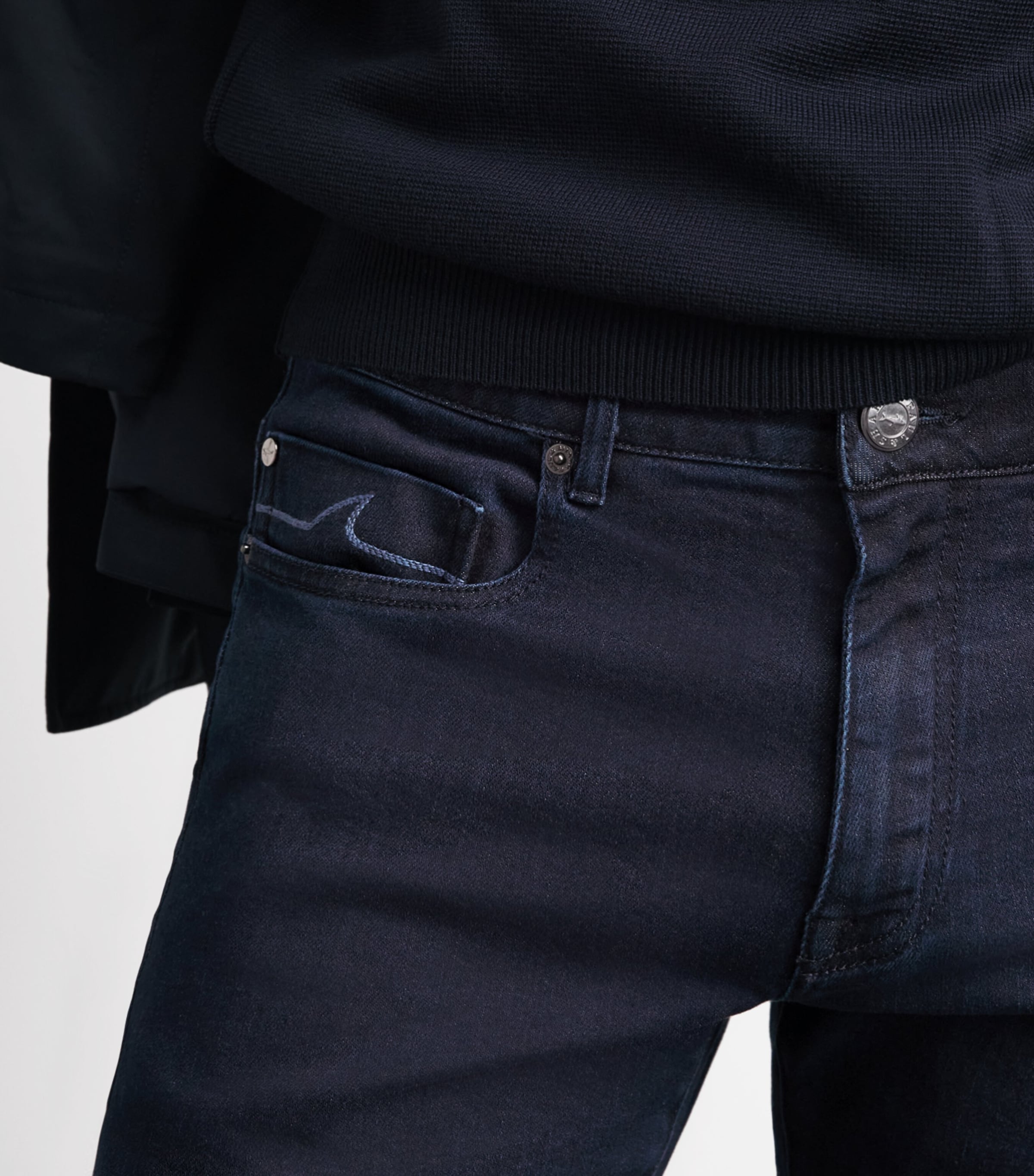Paul & Shark Mens Overdyed Straight Jeans Blu Scuro Jeans Image 3