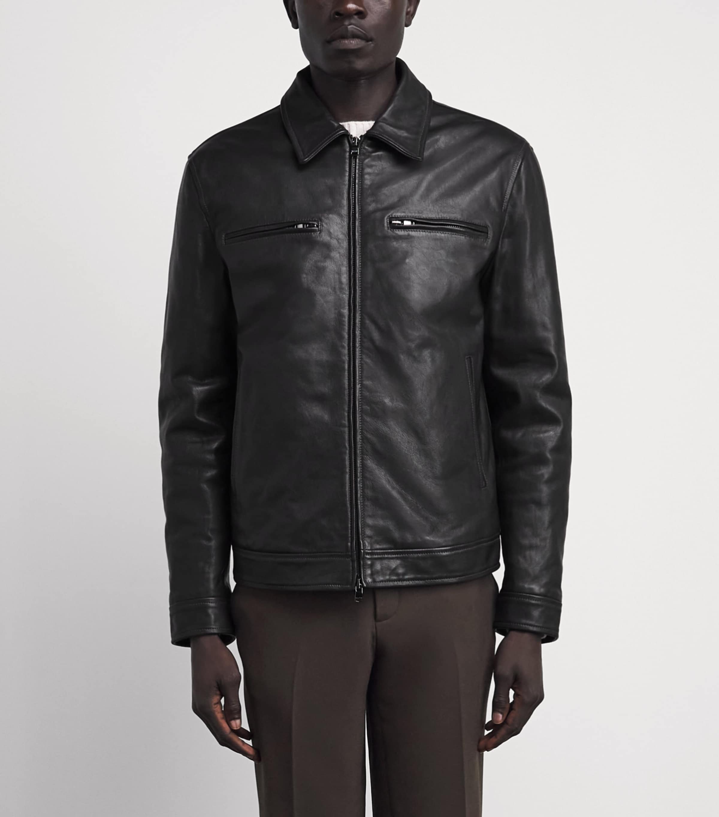 Valstar Mens Biker Grained Leather Jacket Liquirizia Image 4