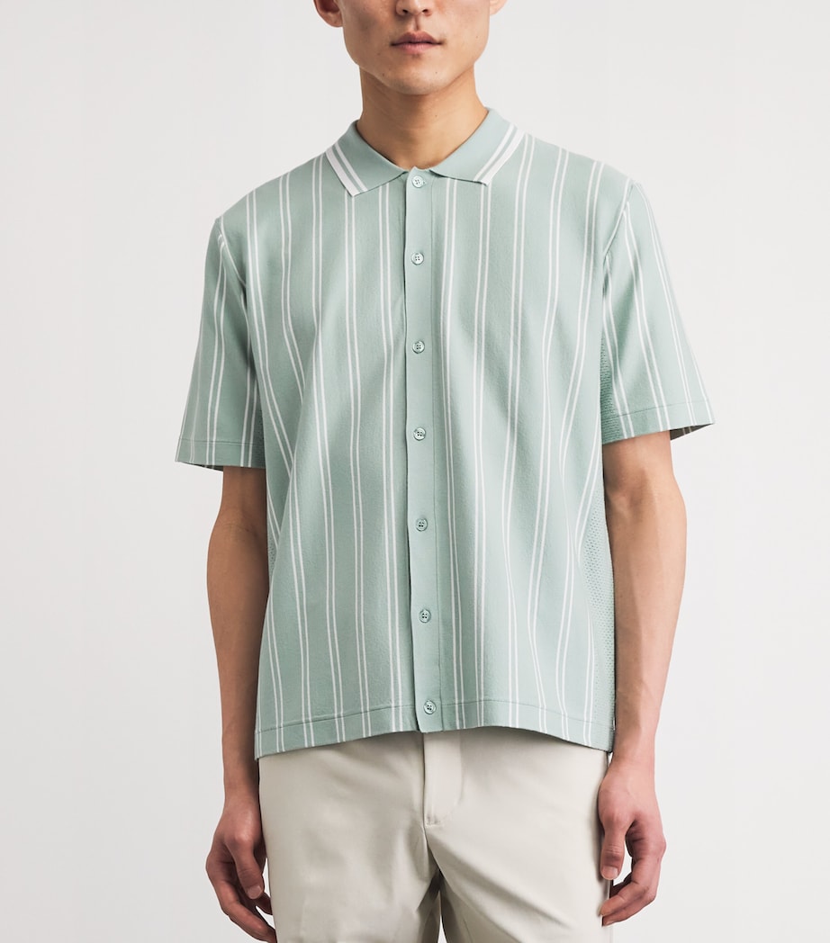 J Lindeberg Mens Stripe Rue Short-Sleeve Shirt Jadeite Image 4