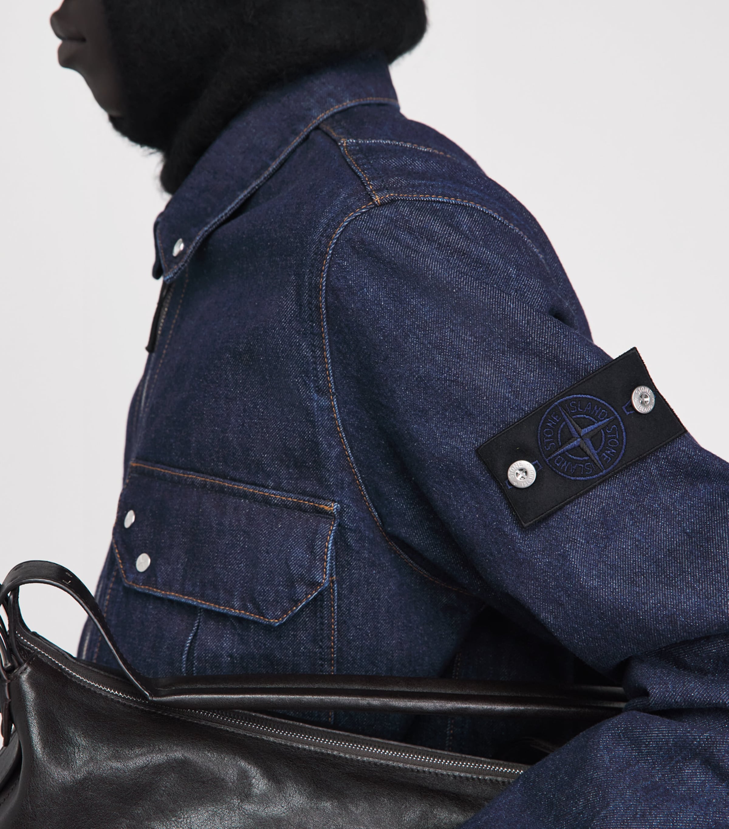 Stone Island Mens Denim Zip-Up Overshirt Image 3