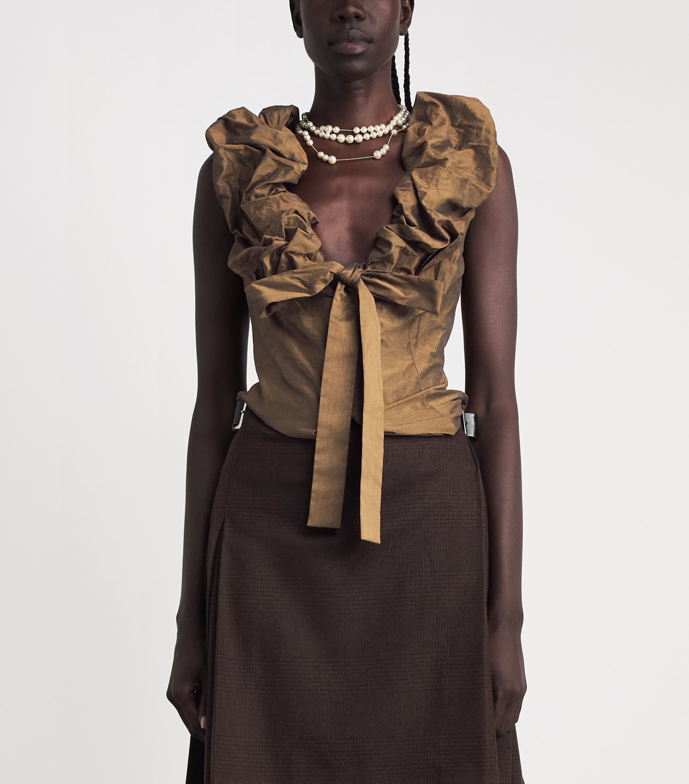 Vivienne Westwood Womens Ruched Kendall Corset Top Bronze Image 4