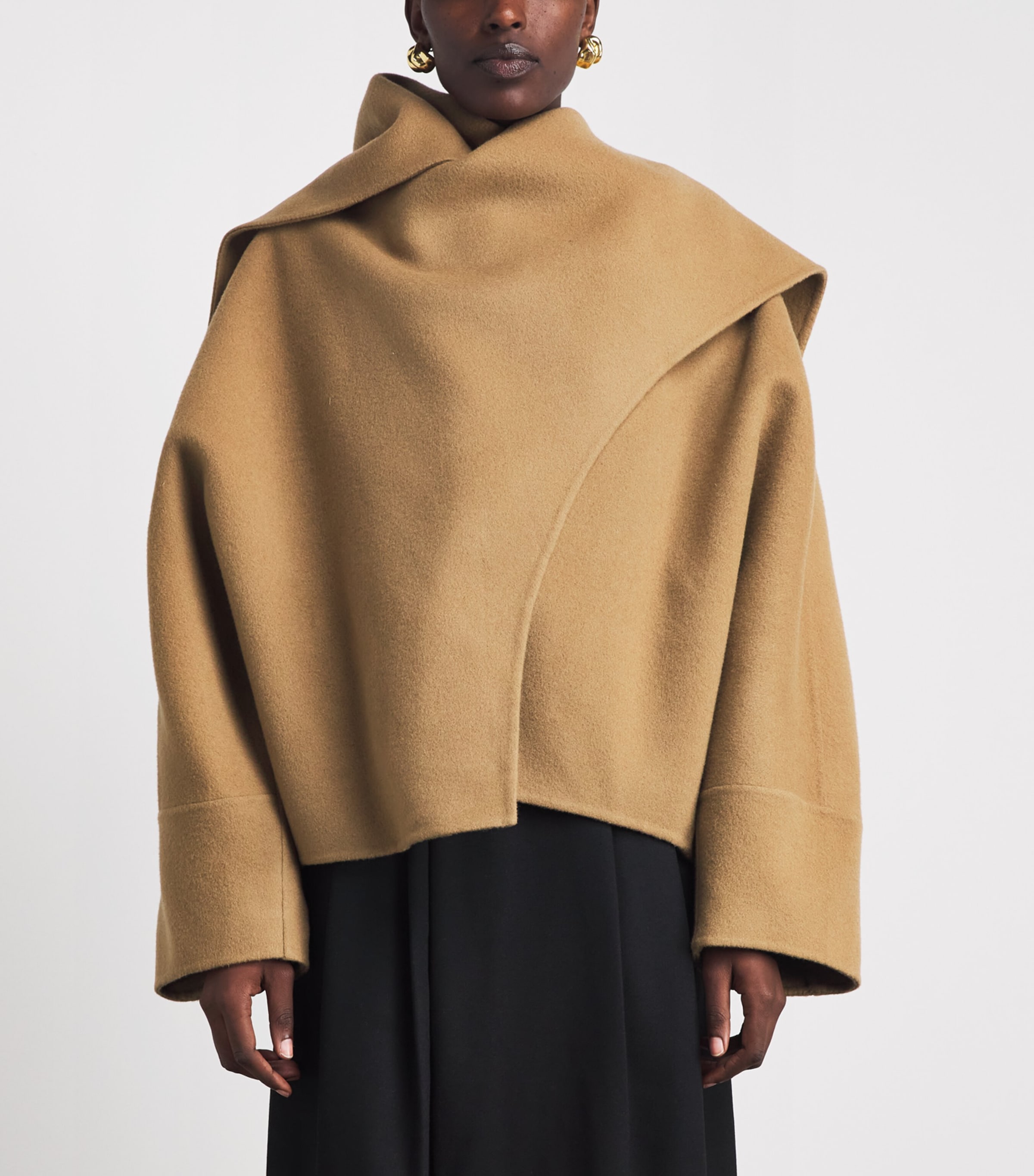 Source Unknown Womens Wool Nuage Scarf Coat Tan Image 4