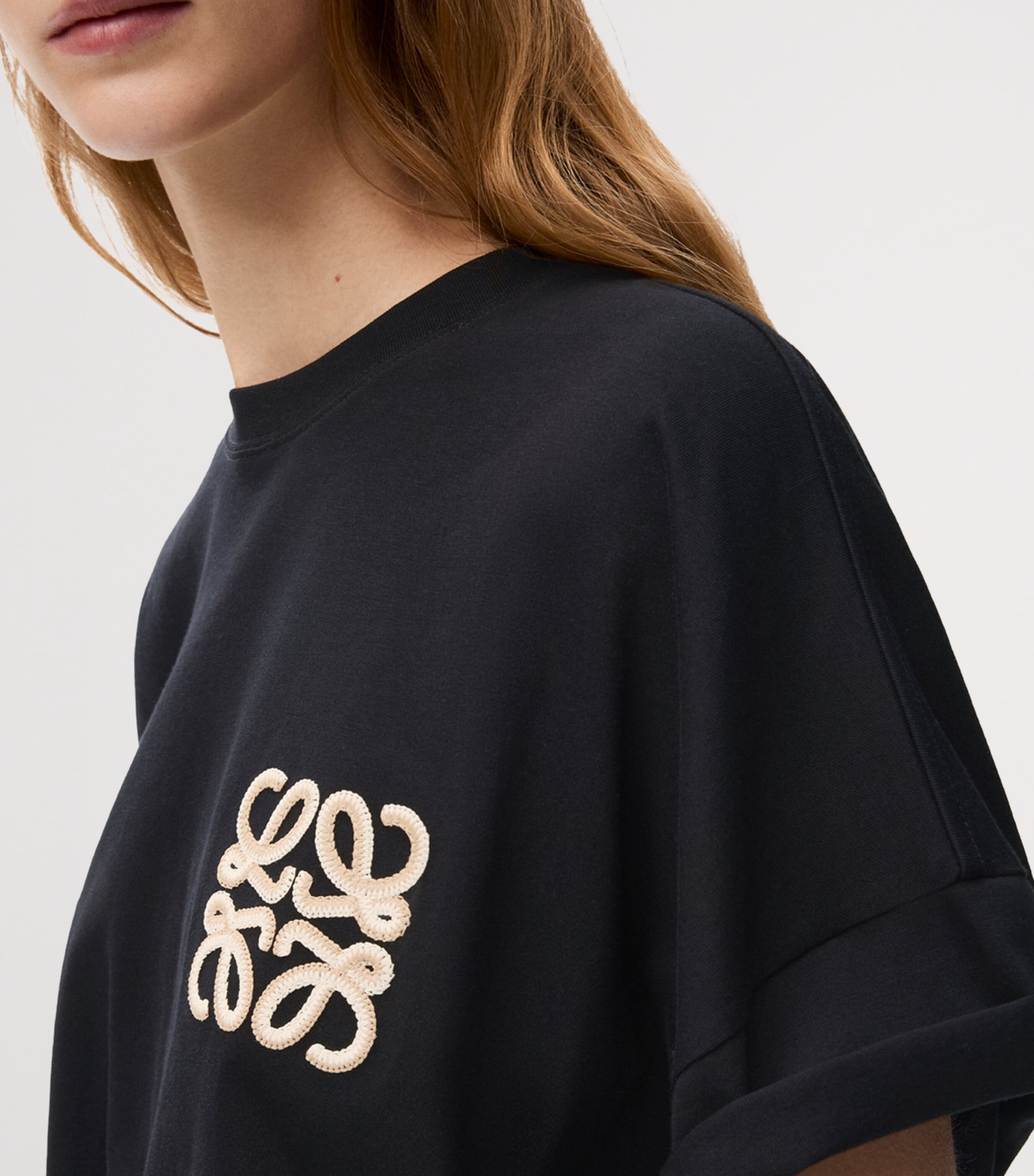 LOEWE Womens x Paula’s Ibiza Stretch-Cotton Anagram T-shirt Black Image 5
