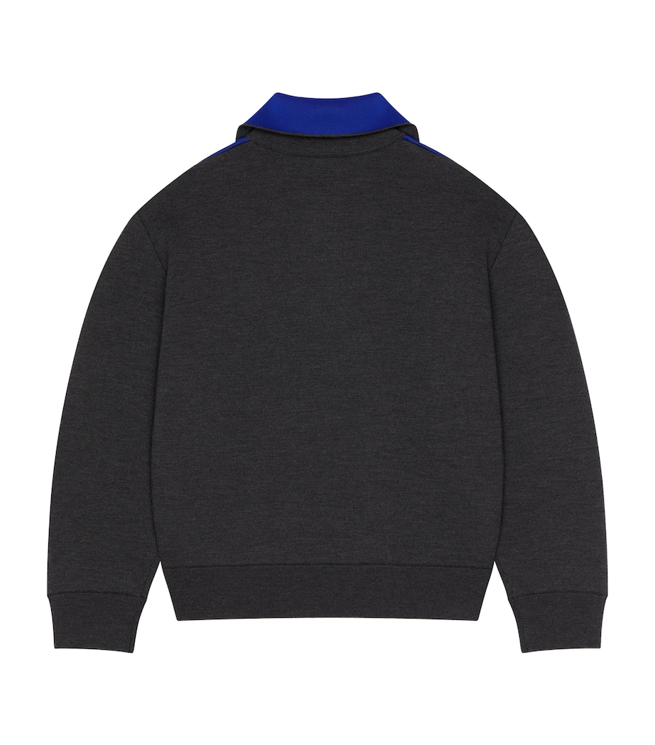 Virgin Wool Quarter-Zip Sweater GREY/BLUE Image 2