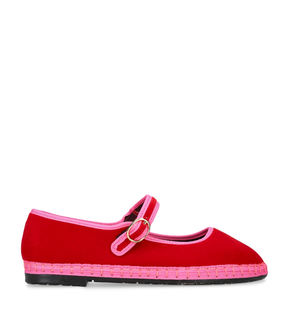 Flabelus Velvet Aurelie Mary Jane Flats Pink Comb Image 1