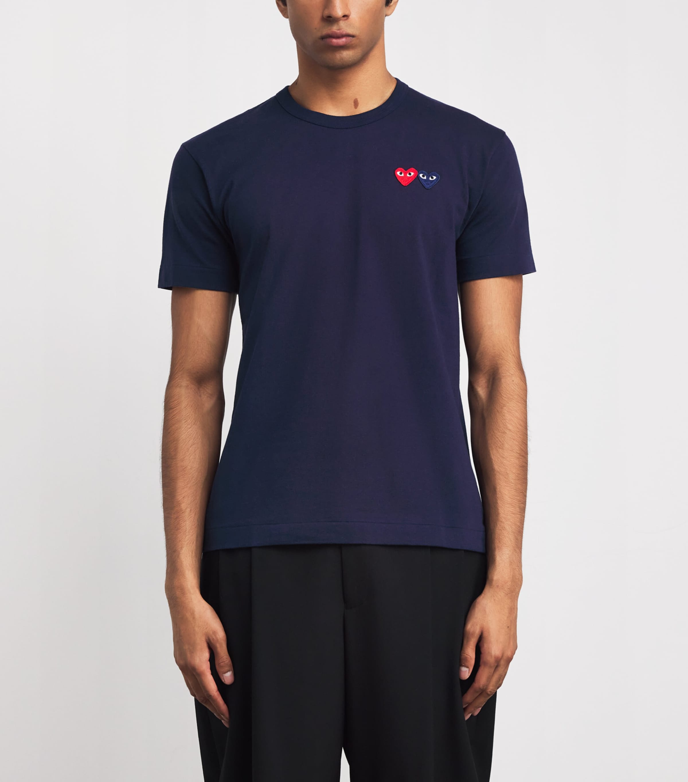 Embroidered Double-Heart T-Shirt 2 - NAVY Image 3