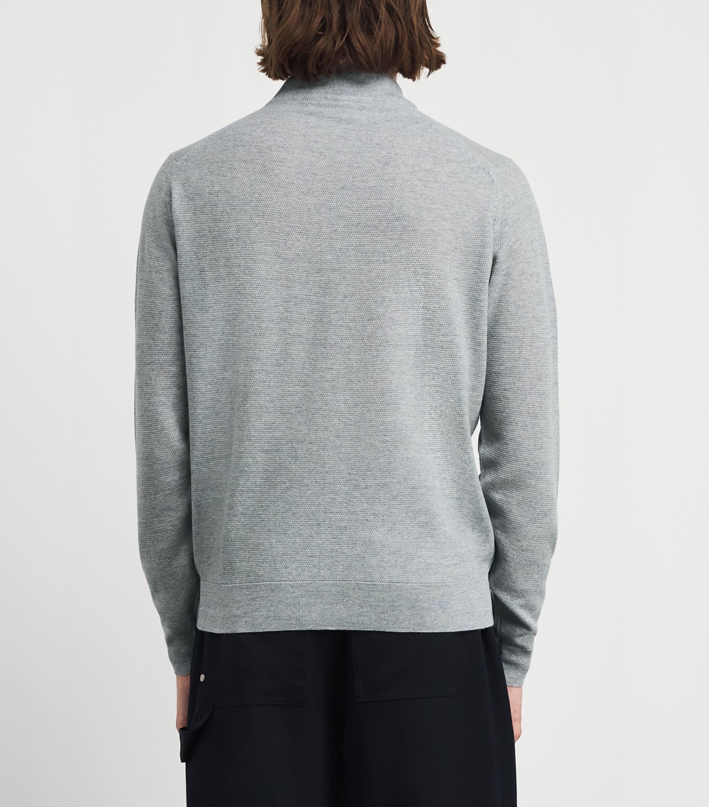John Smedley Mens Merino Wool Textured Cardigan Nimbus Image 5