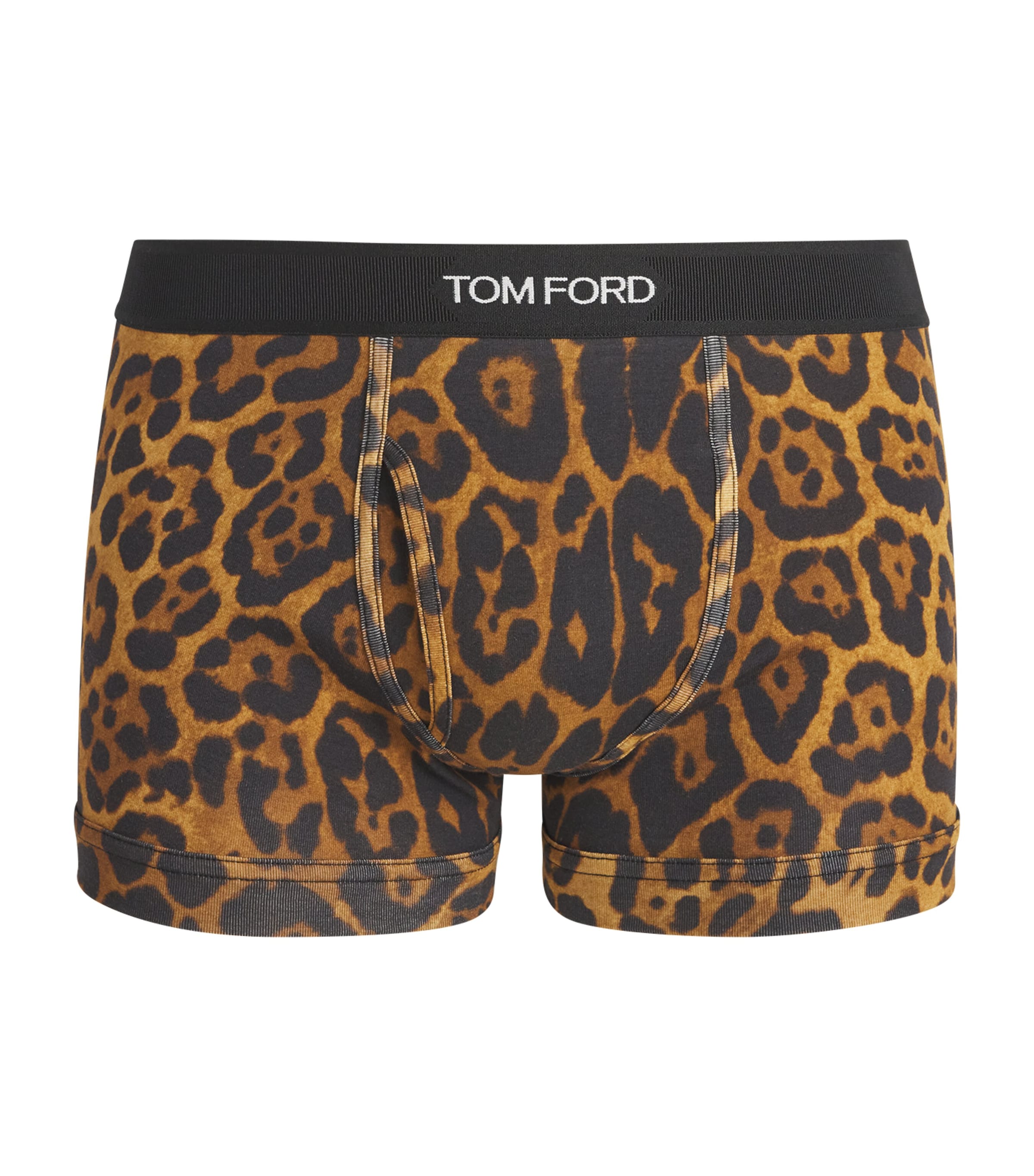 Tom Ford Stretch-cotton Leopard Print Boxer Shorts In Brown